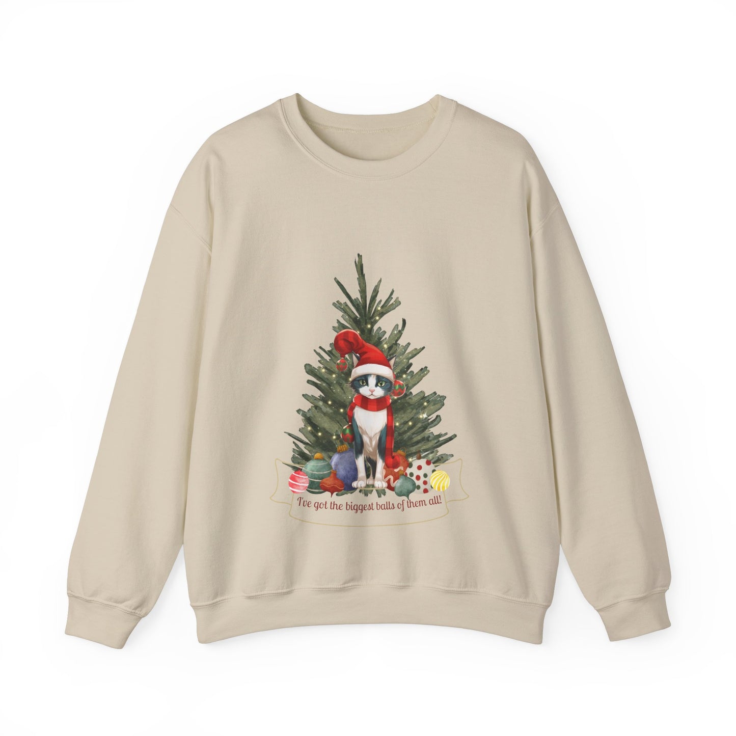 Spread the Laughter this Christmas with our Big Balls Christmas Cat Sweatshirt | Unisex Comfort and Style