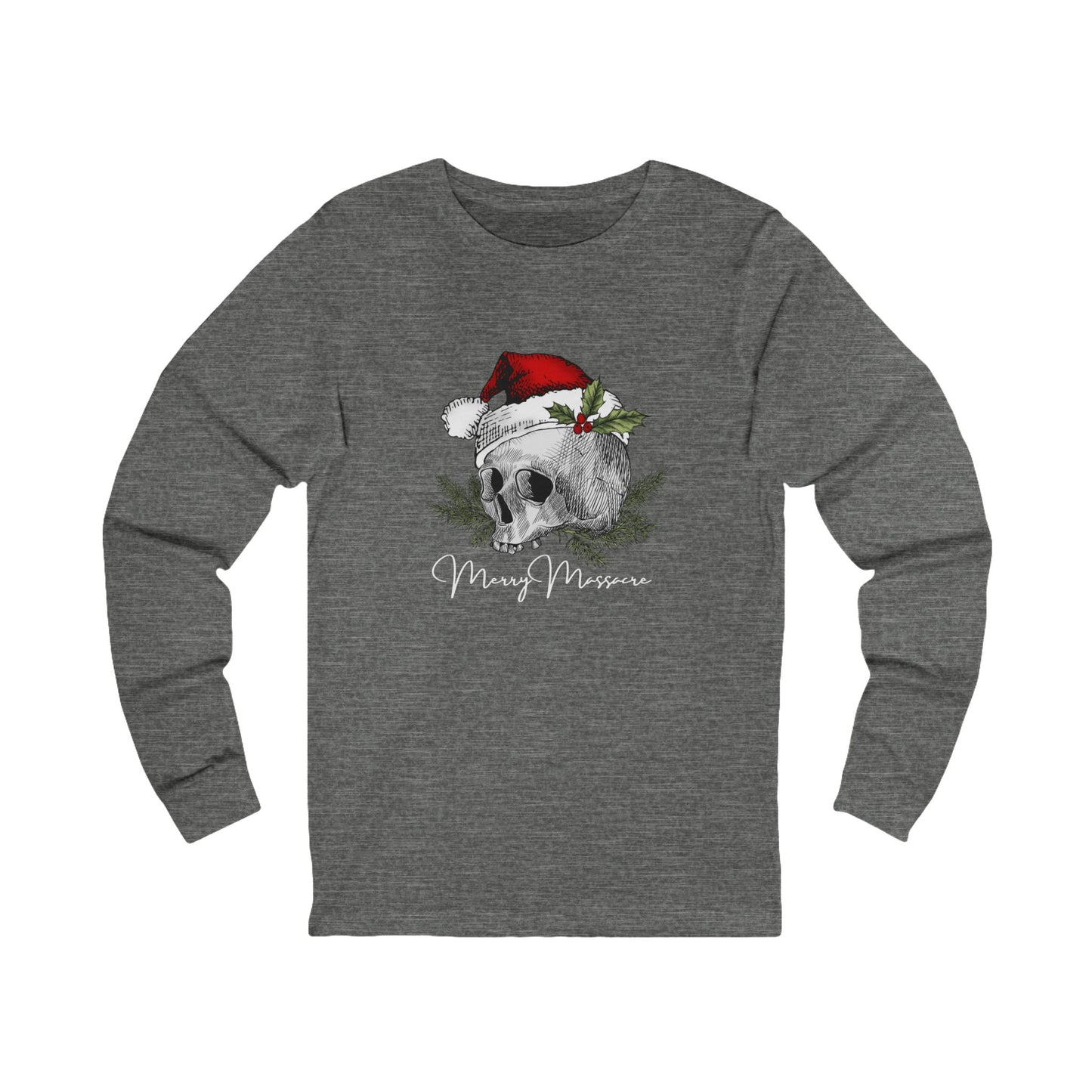 Skull Design Christmas Long Sleeve Tee - Unisex Jersey Tee for Holiday Vibes