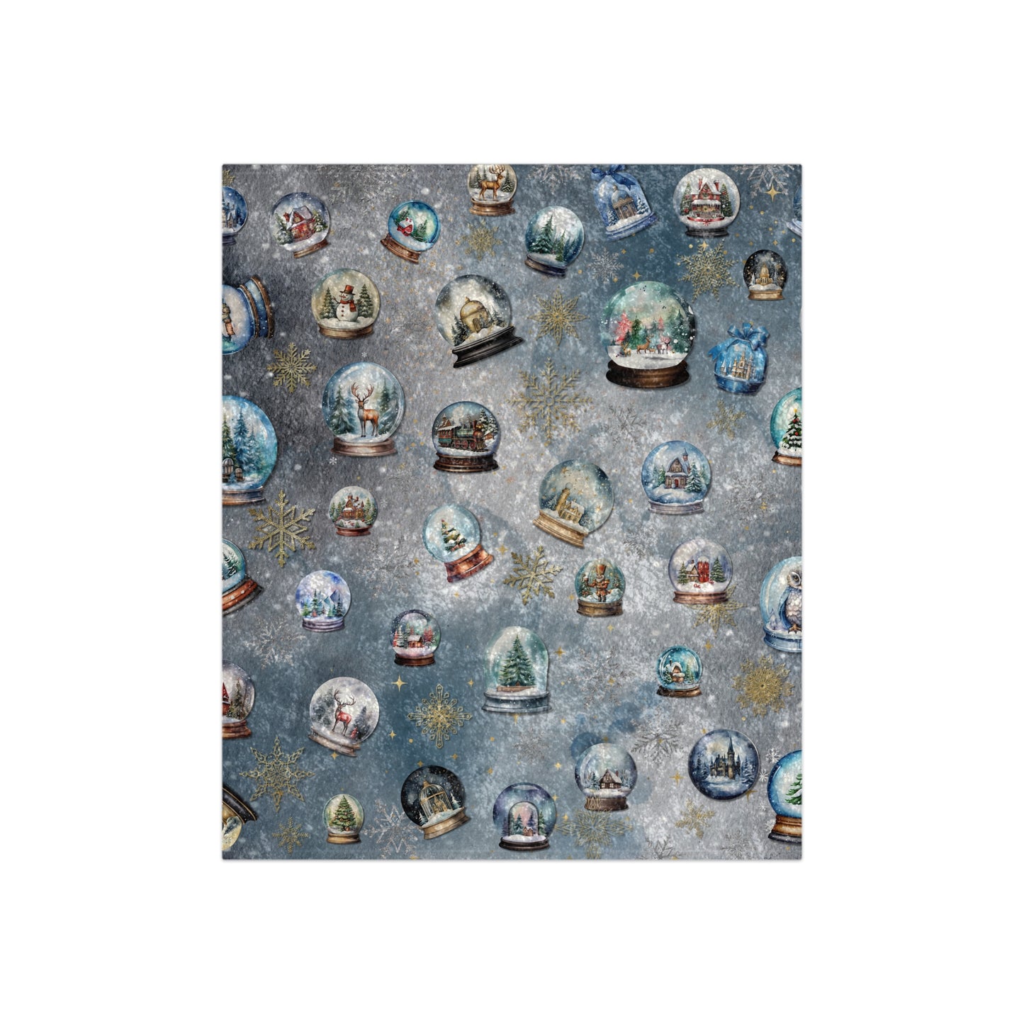Vintage Christmas Vibes: Snow Globe Adult Crushed Velvet Blanket for Cozy Holidays