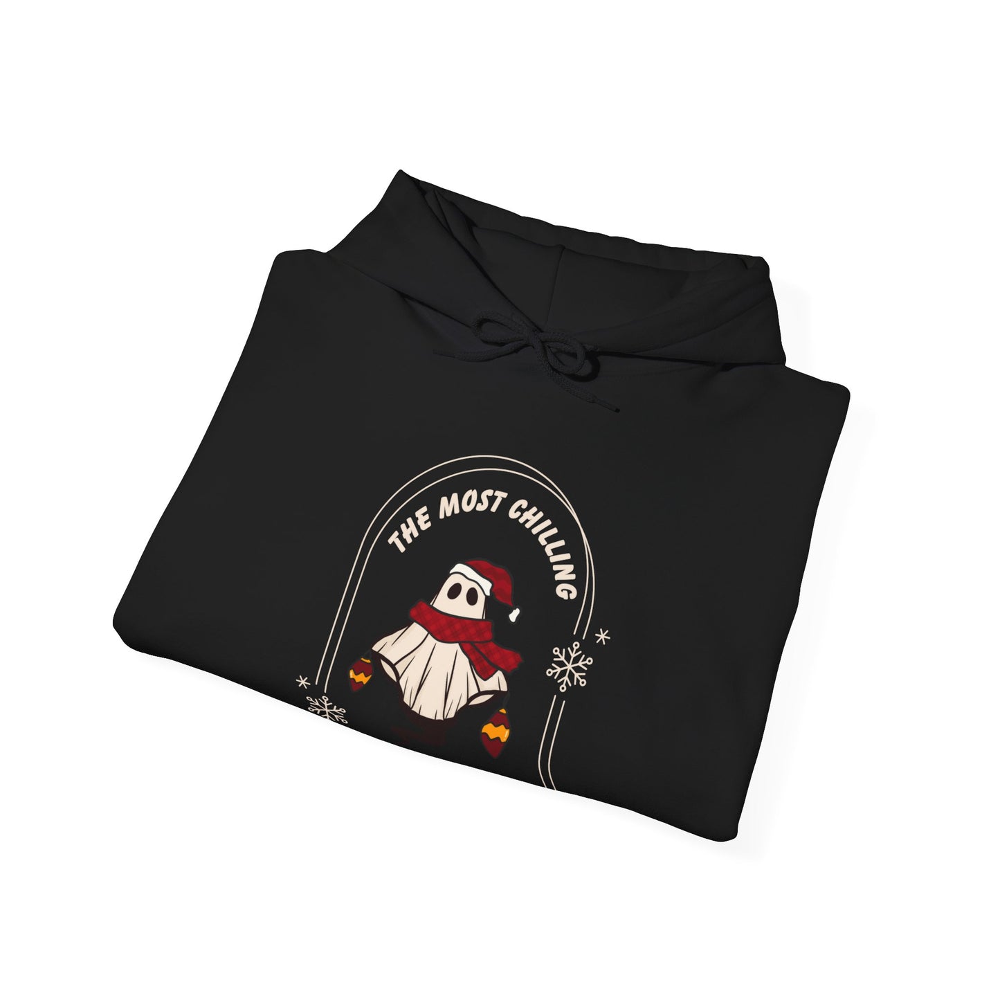 Stay Cozy this Winter with our Retro Ghost Unisex Heavy Blend Hooded Sweatshirt - Plush, Soft, and Warm with Holiday Spirit