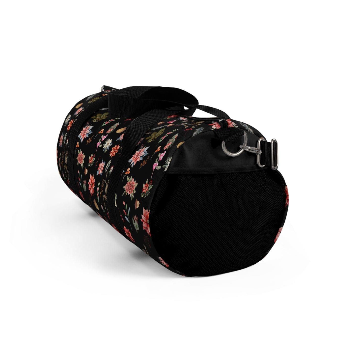 Skeleton and Poinsetta Christmas Duffle Bag - Lightweight Custom Printed Gym Bag for Holiday Cheer