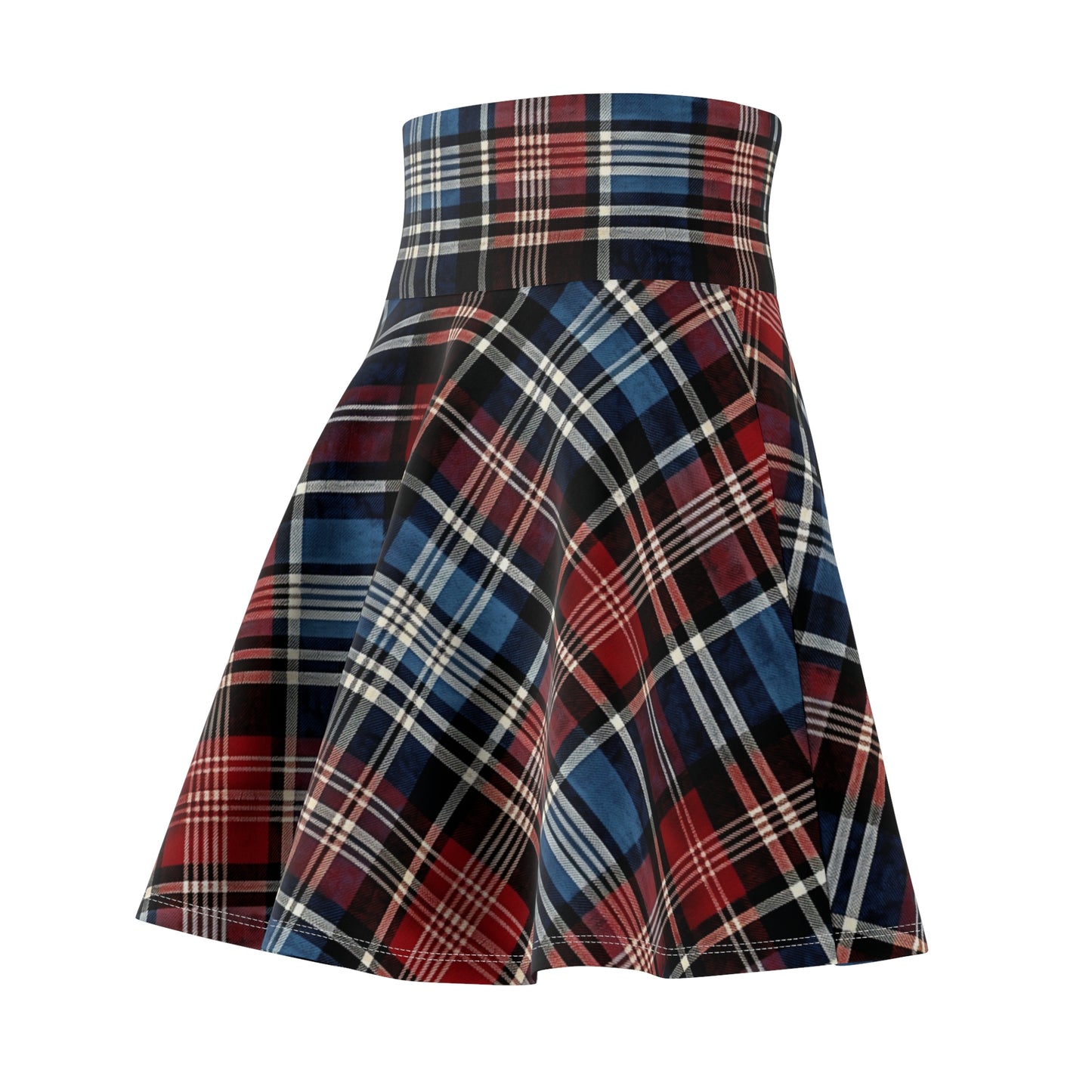 Red, White, and Blue Fourth of July Tartan Women's Skater Skirt - Made in the USA