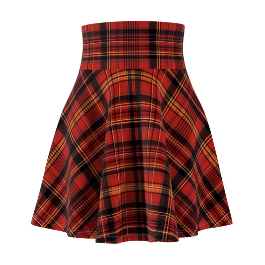 Stylish Pumpkin Tartan Women's Skater Skirt - Handcrafted by https://croigormllc.com