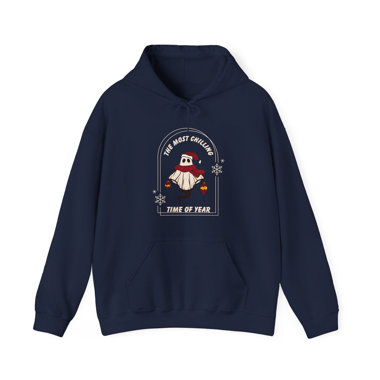 Stay Cozy this Winter with our Retro Ghost Unisex Heavy Blend Hooded Sweatshirt - Plush, Soft, and Warm with Holiday Spirit