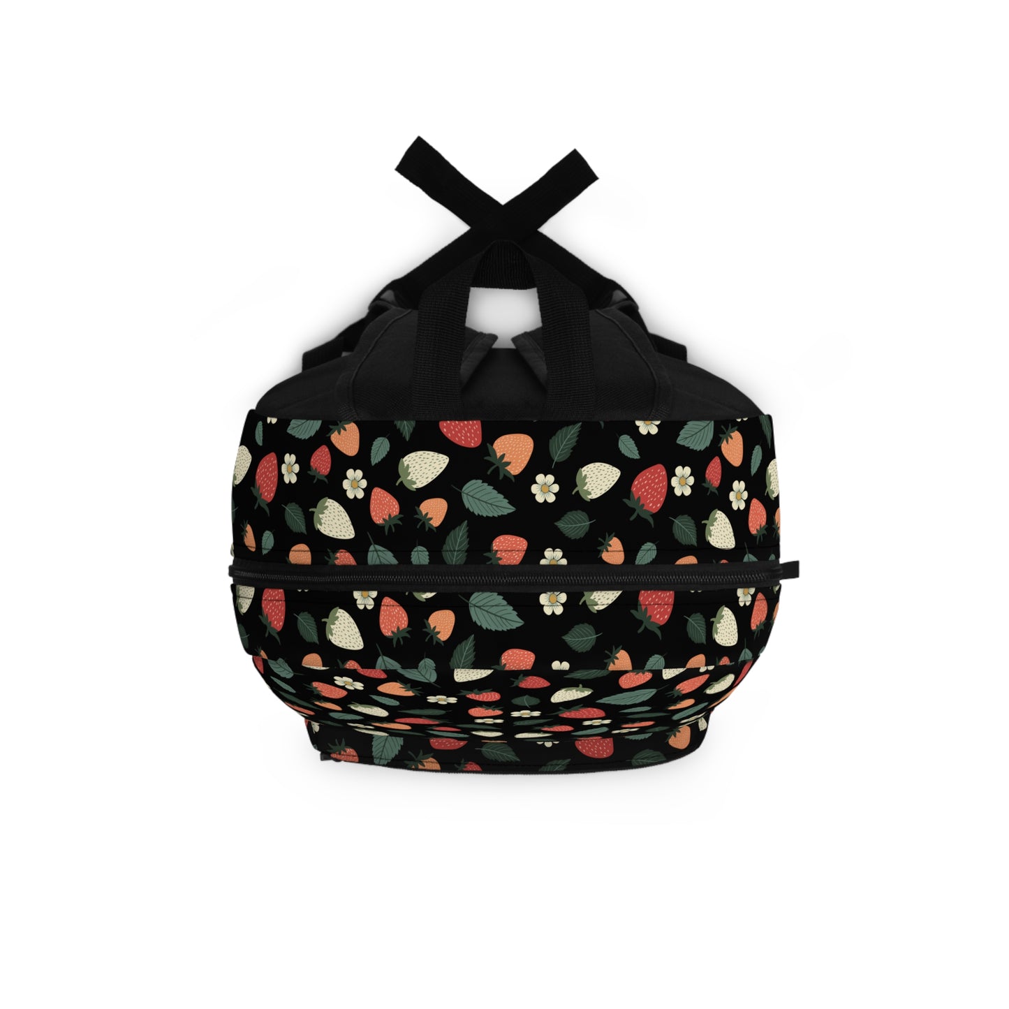 White and Red Strawberry Printed Backpack