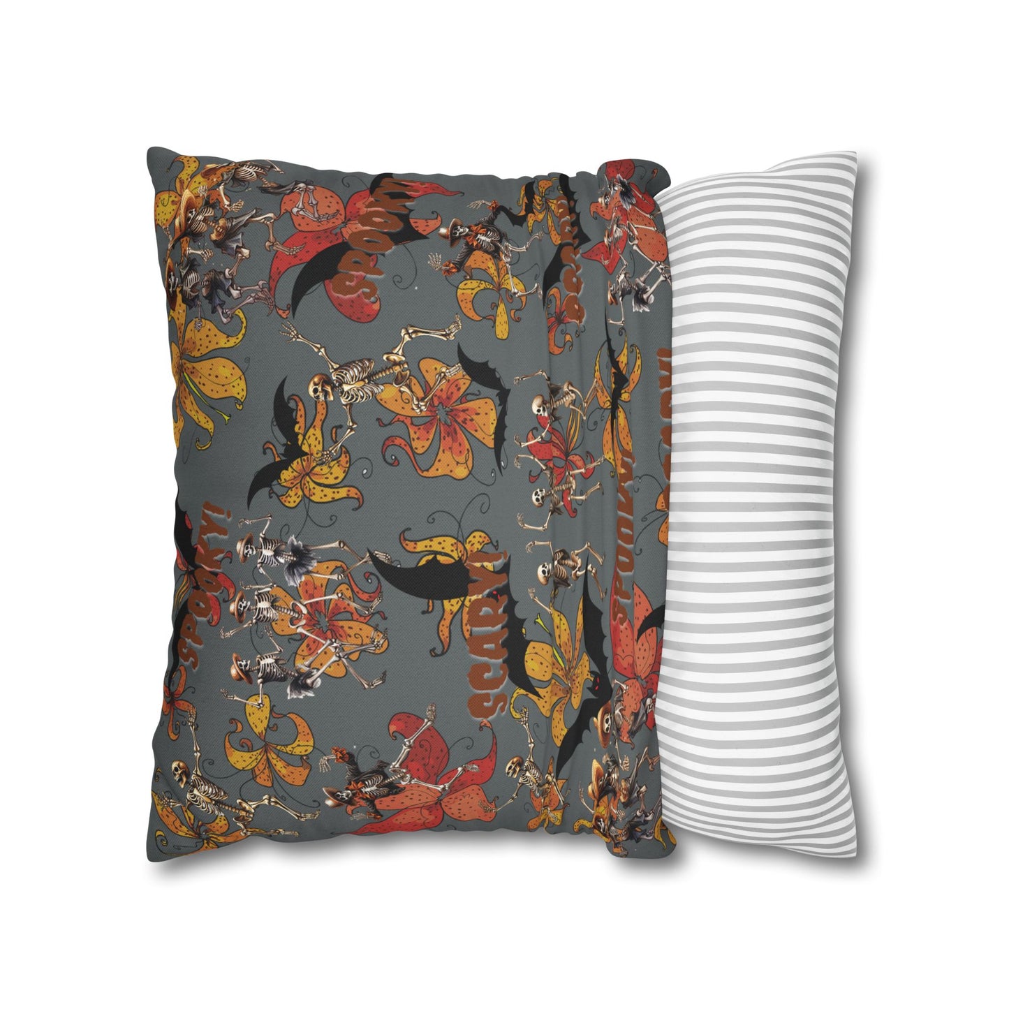 Spooky Scary Skeleton Vibe Pillow Case - Double Sided Print, Concealed Zipper, 100% Polyester Cover