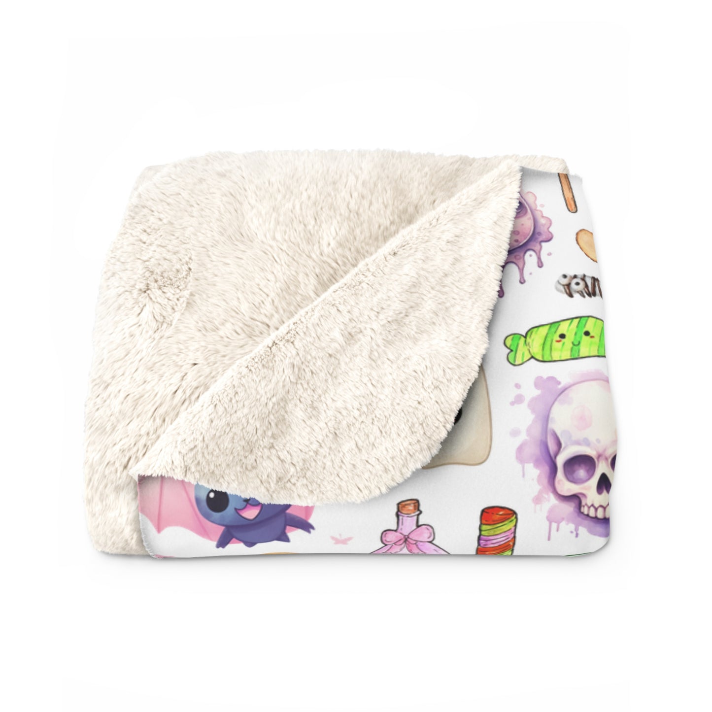 Sherpa Fleece Blanket with Plush Backside - Stay warm with the Pastel Gothic Ghost Girl
