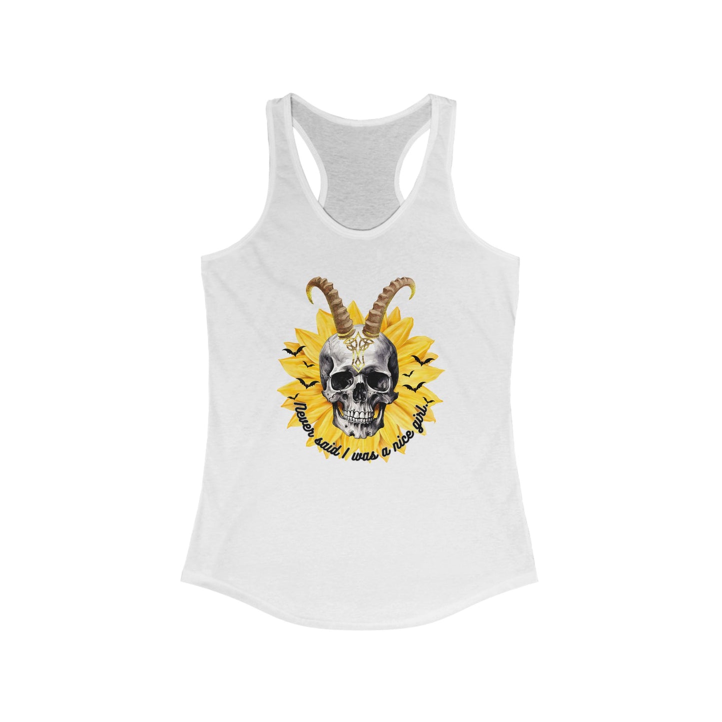Sunflower Skull Racerback Tank - Edgy Women's Shirt for Active Style