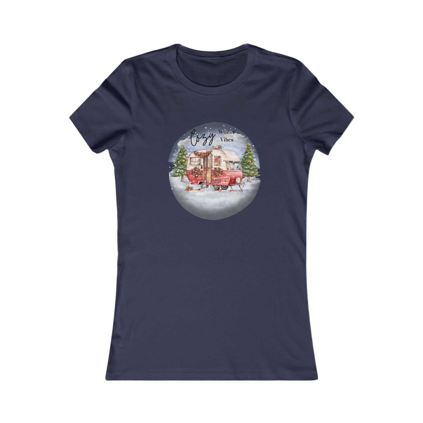 Christmas Camper Women's Tee | Cozy Winter Vibes | Slim Fit with Longer Length | Perfect Holiday Gift