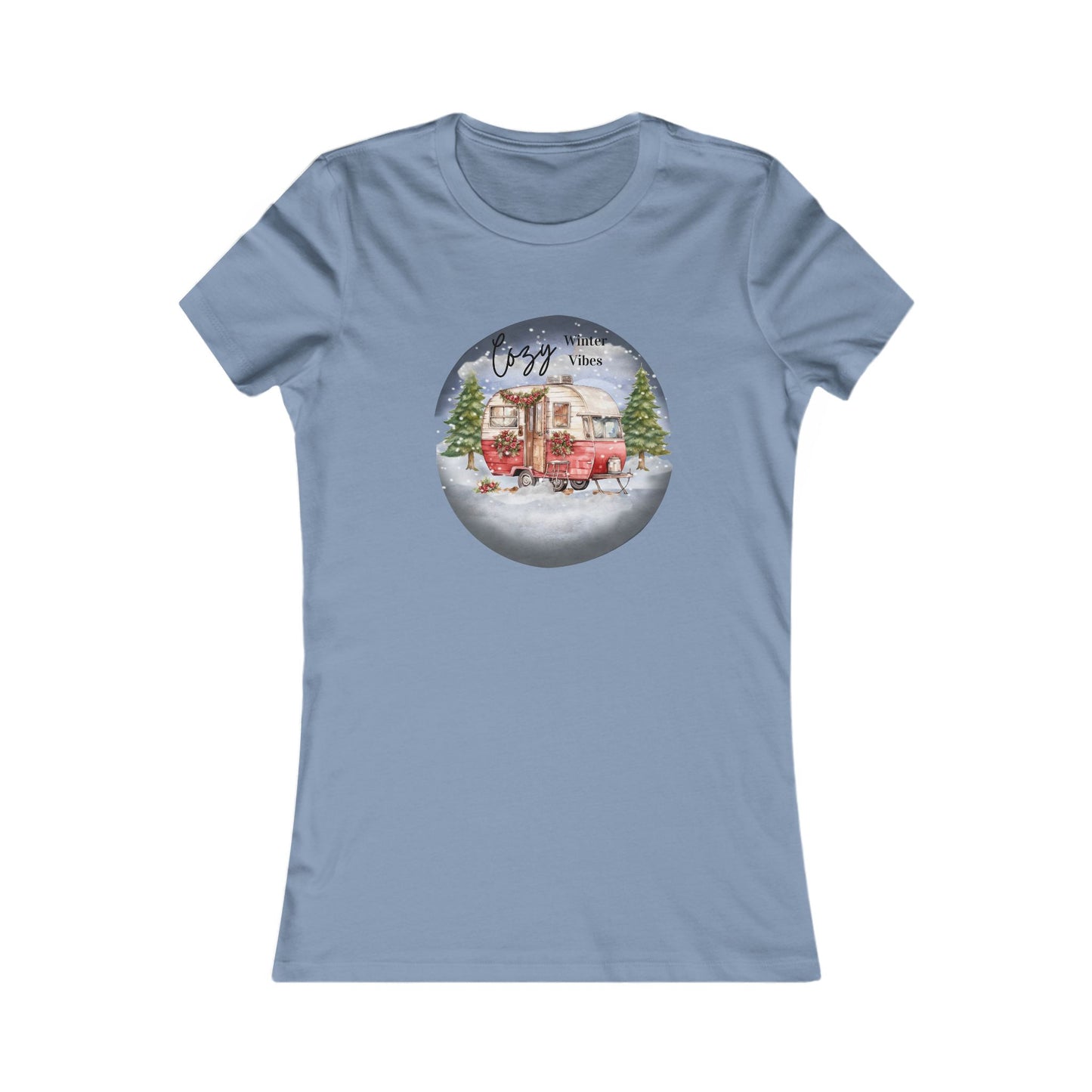 Christmas Camper Women's Tee | Cozy Winter Vibes | Slim Fit with Longer Length | Perfect Holiday Gift