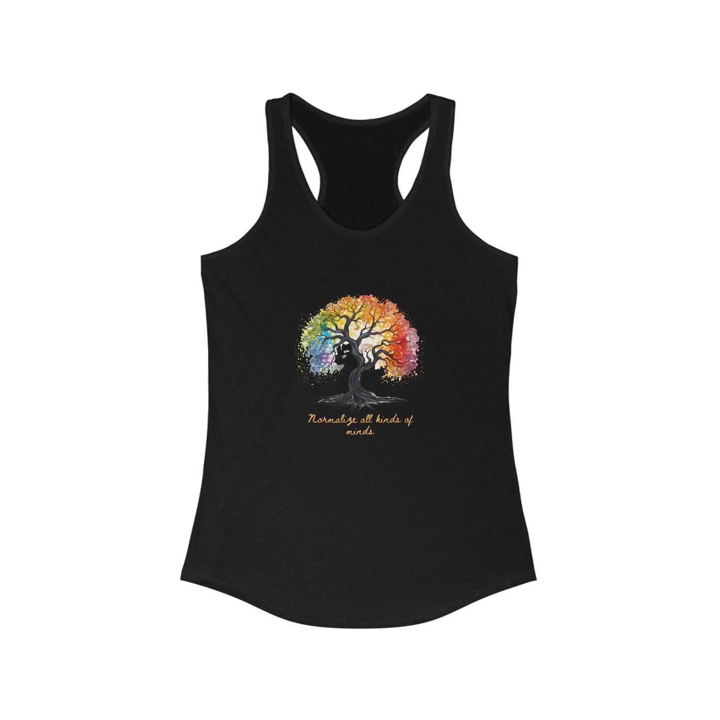 Racerback Tank with Rainbow Bonsai Tree Print - Empowering All Minds - High-Quality and Sporty Style
