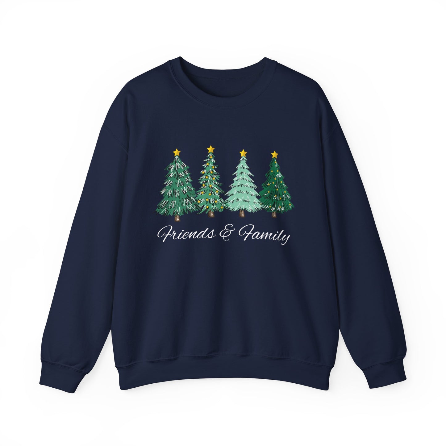 Four Friends and Family Christmas Trees Unisex Heavy Blend Crewneck Sweatshirt - Cozy Comfort for the Colder Months