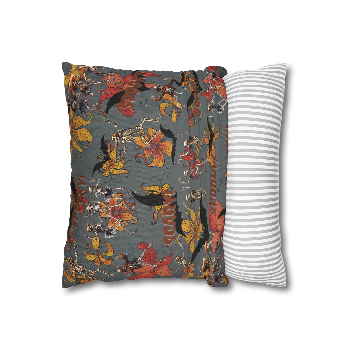 Spooky Scary Skeleton Vibe Pillow Case - Double Sided Print, Concealed Zipper, 100% Polyester Cover