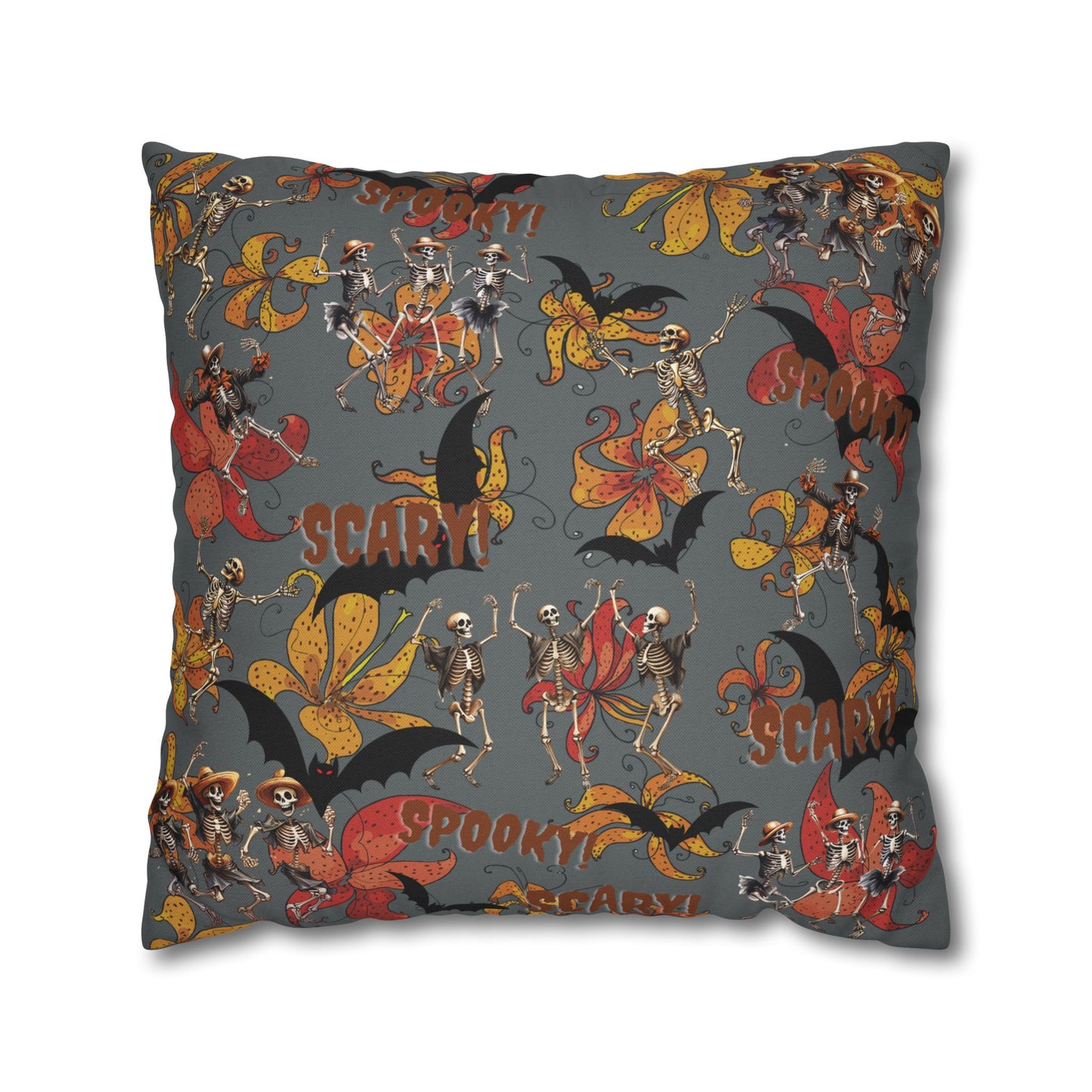 Spooky Scary Skeleton Vibe Pillow Case - Double Sided Print, Concealed Zipper, 100% Polyester Cover