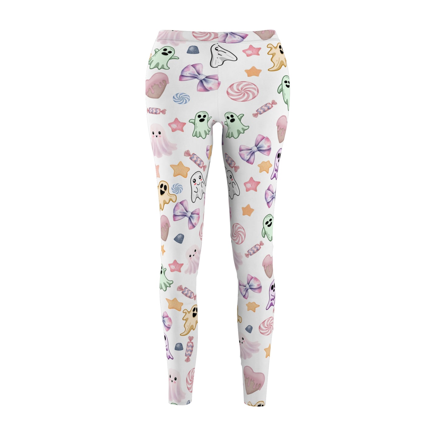 Boo-tastic Women's Cut & Sew Casual Leggings (AOP) - Cozy Pastel Comfort for Halloween Dreams