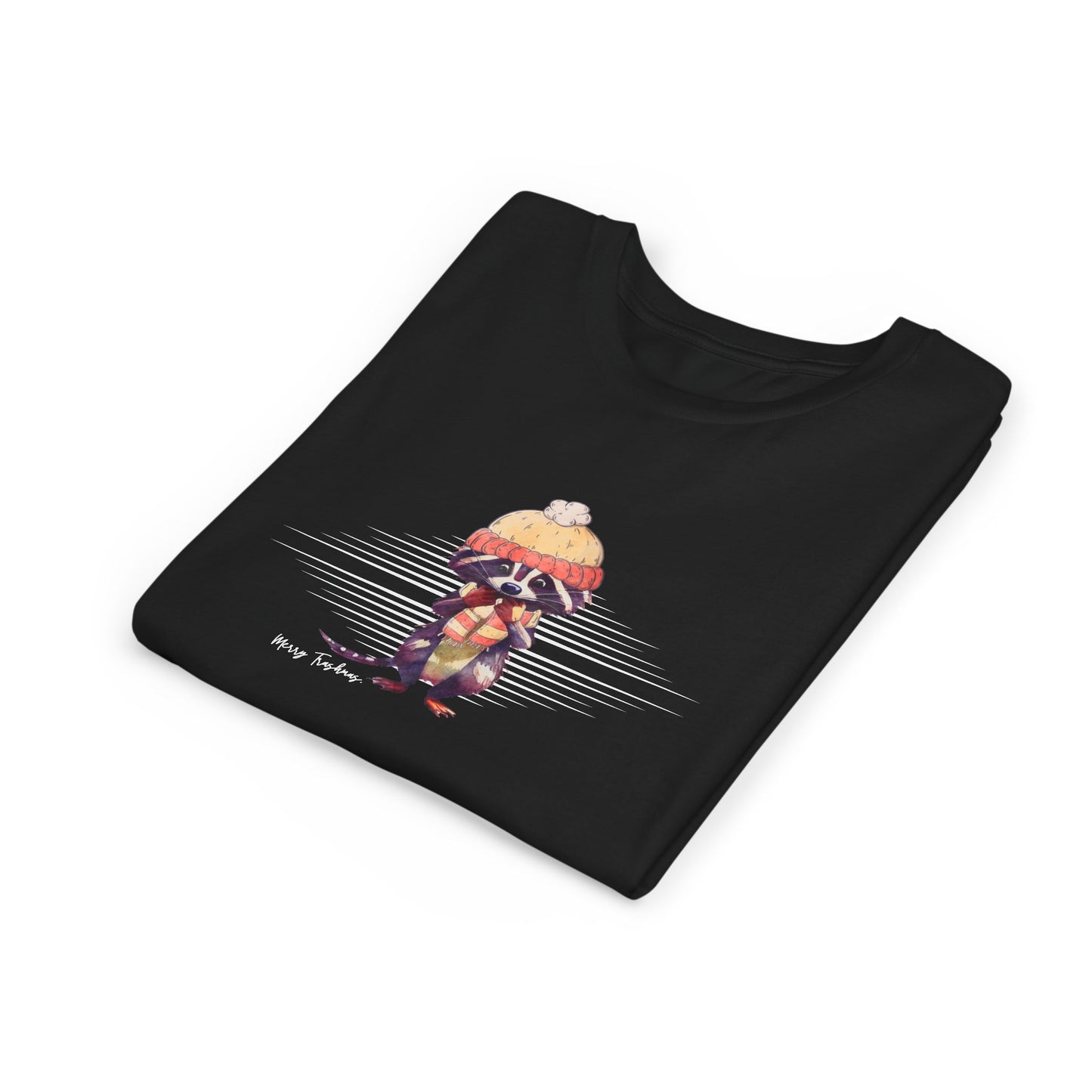 Merry Trashmas Raccoon Youth Short Sleeve Tee - Perfect for Cold Weather!