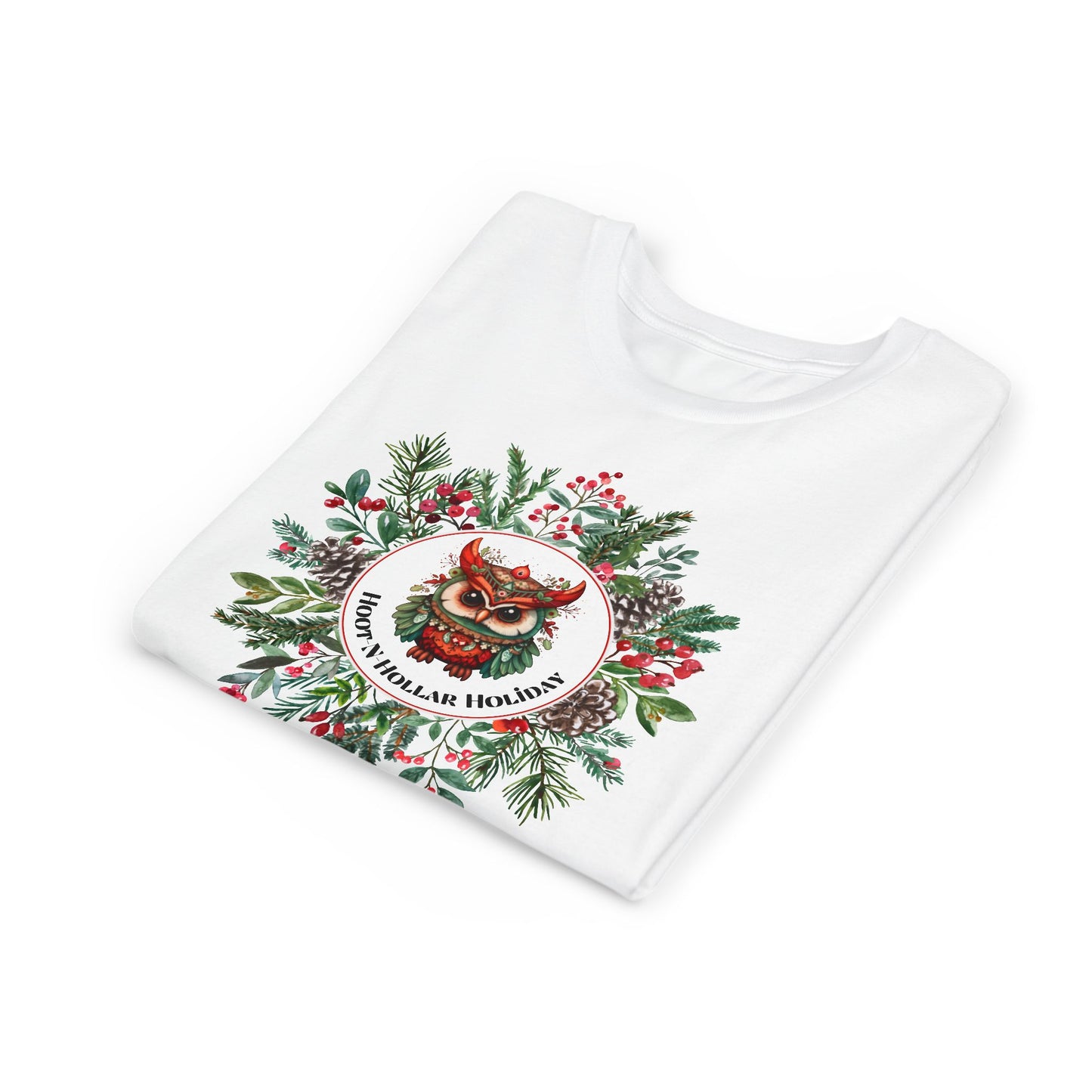 Get Festive with our Hoot N Holler Holiday Youth Short Sleeve Tee - Sustainable & Stylish