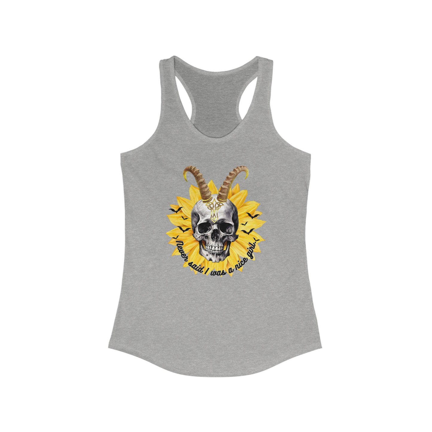 Sunflower Skull Racerback Tank - Edgy Women's Shirt for Active Style