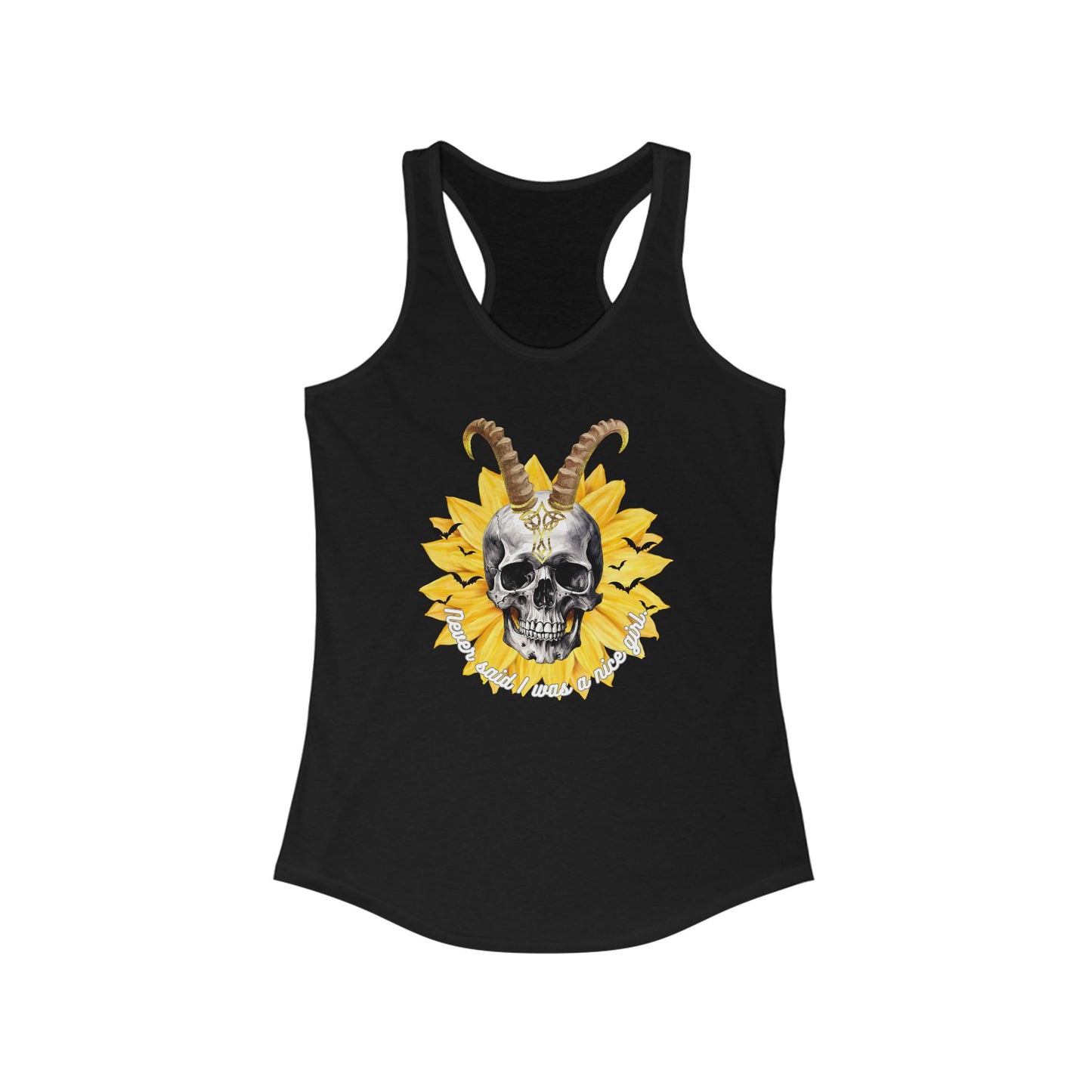 Sunflower Skull Racerback Tank - Edgy Women's Shirt for Active Style