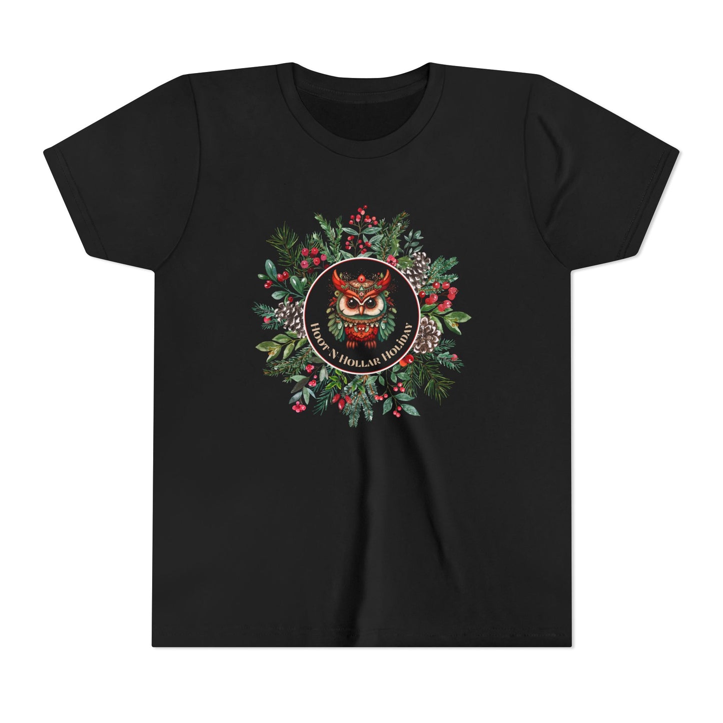 Get Festive with our Hoot N Holler Holiday Youth Short Sleeve Tee - Sustainable & Stylish