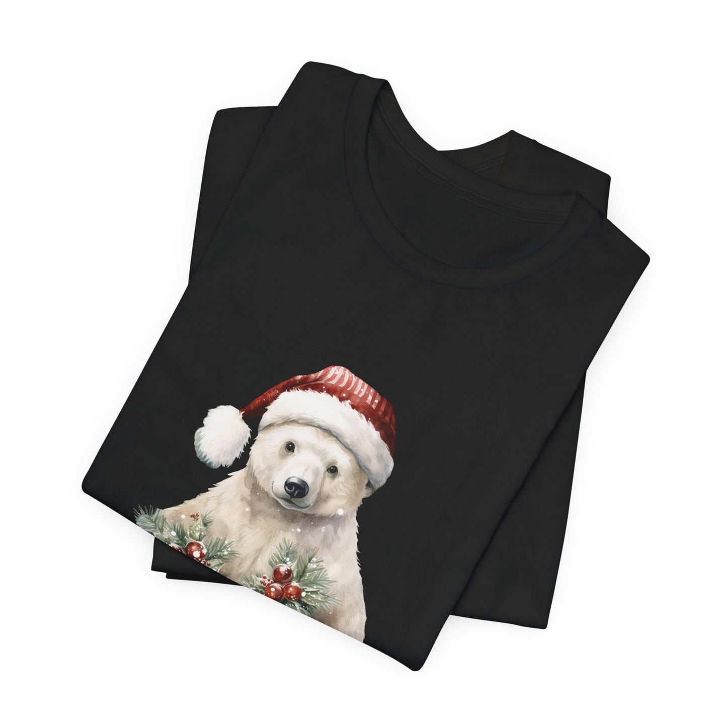 Christmas Polar Bear Tee - Cozy Unisex Holiday Shirt, Quality Print, Sustainable Fabric