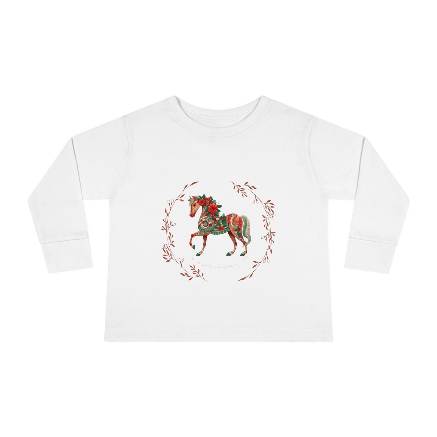 All I Want for Christmas is a Horse! Youth Long Sleeve Tee - Festive and Fun