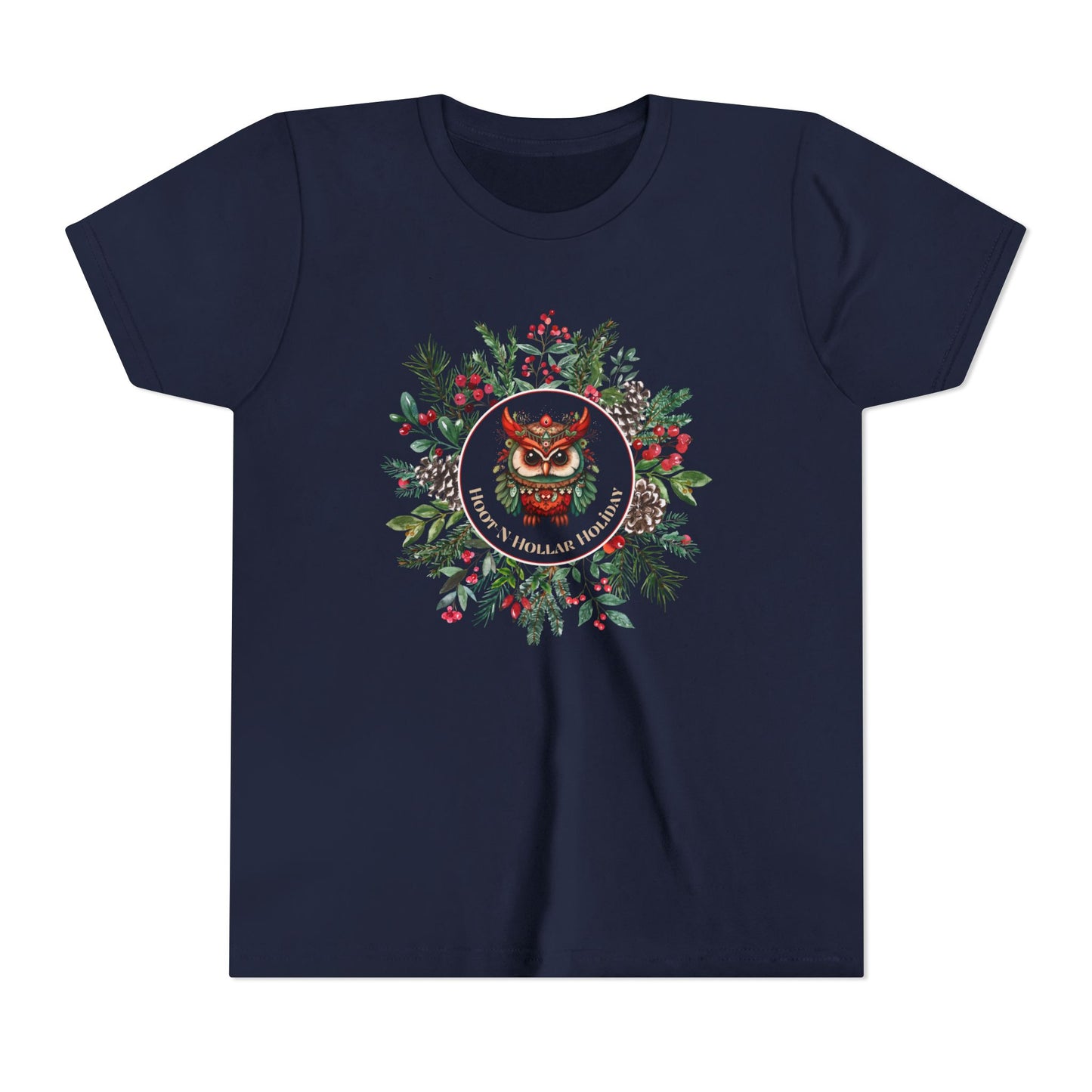 Get Festive with our Hoot N Holler Holiday Youth Short Sleeve Tee - Sustainable & Stylish