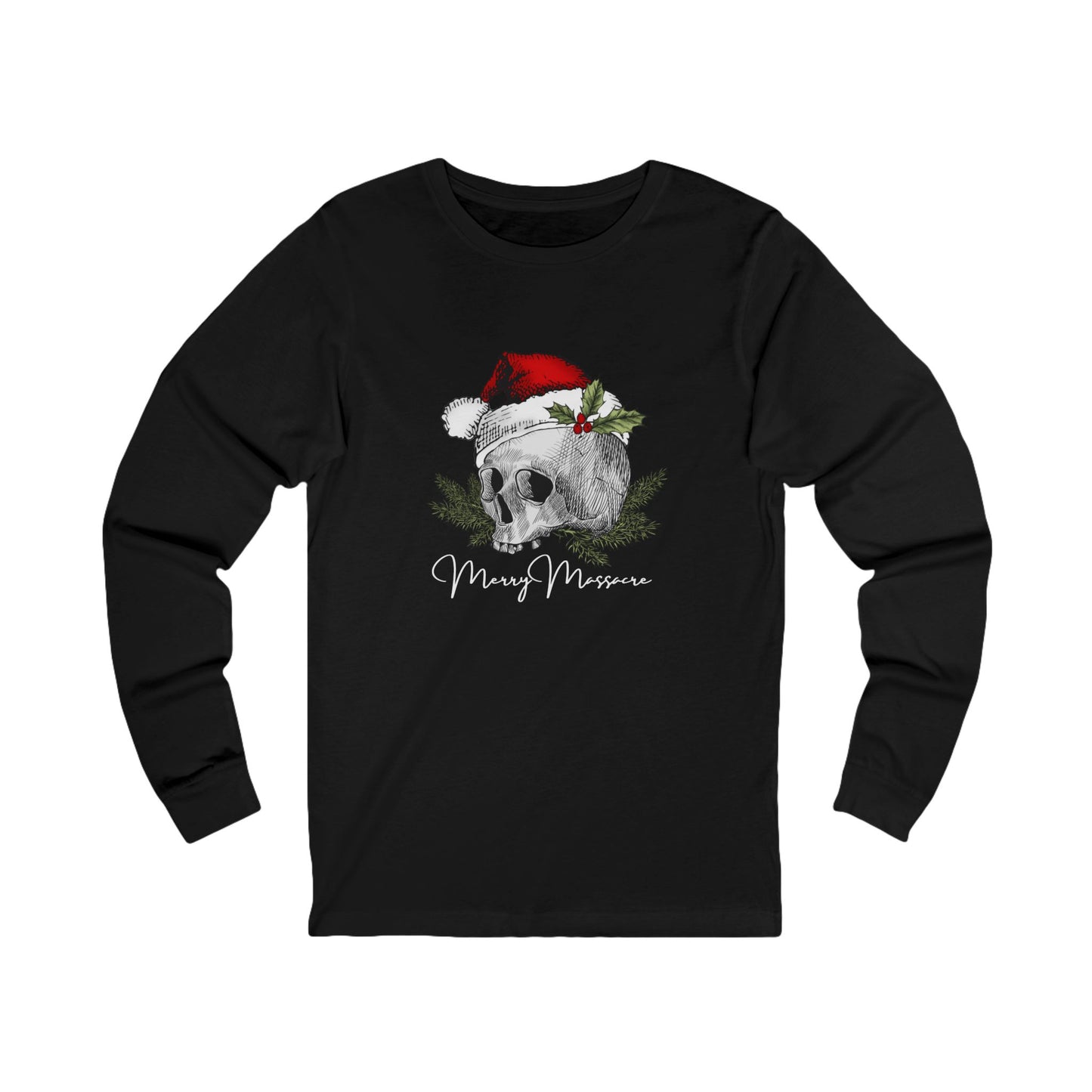 Skull Design Christmas Long Sleeve Tee - Unisex Jersey Tee for Holiday Vibes