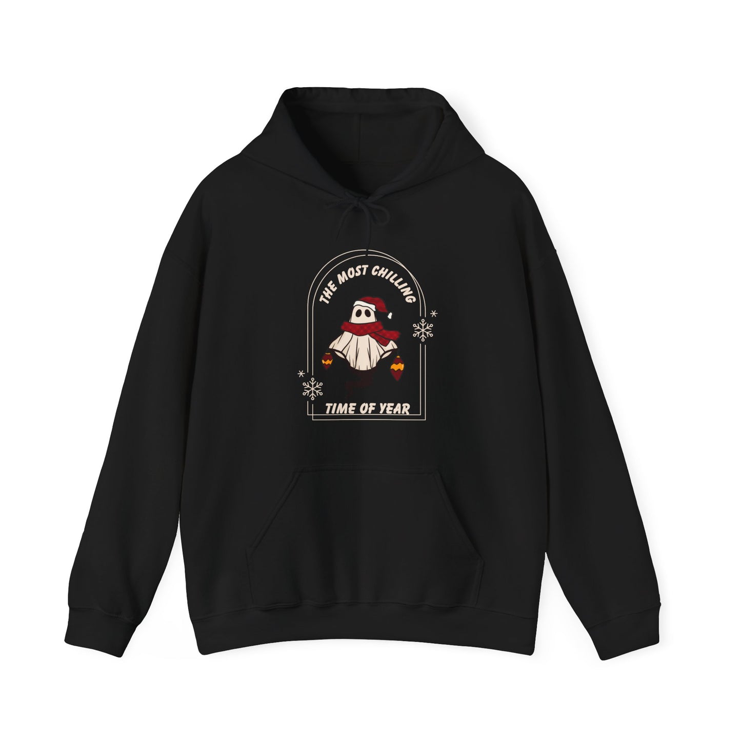 Stay Cozy this Winter with our Retro Ghost Unisex Heavy Blend Hooded Sweatshirt - Plush, Soft, and Warm with Holiday Spirit