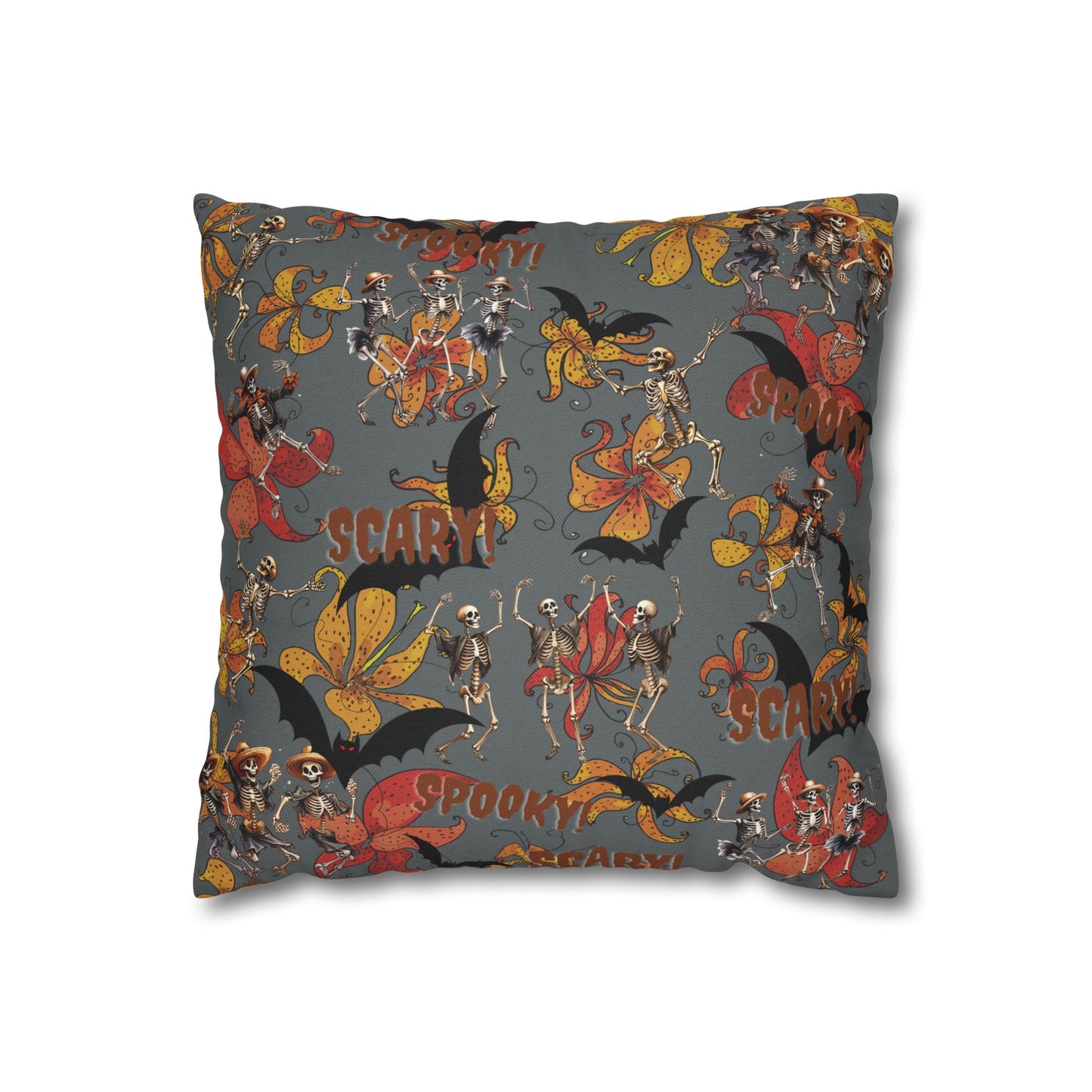 Spooky Scary Skeleton Vibe Pillow Case - Double Sided Print, Concealed Zipper, 100% Polyester Cover