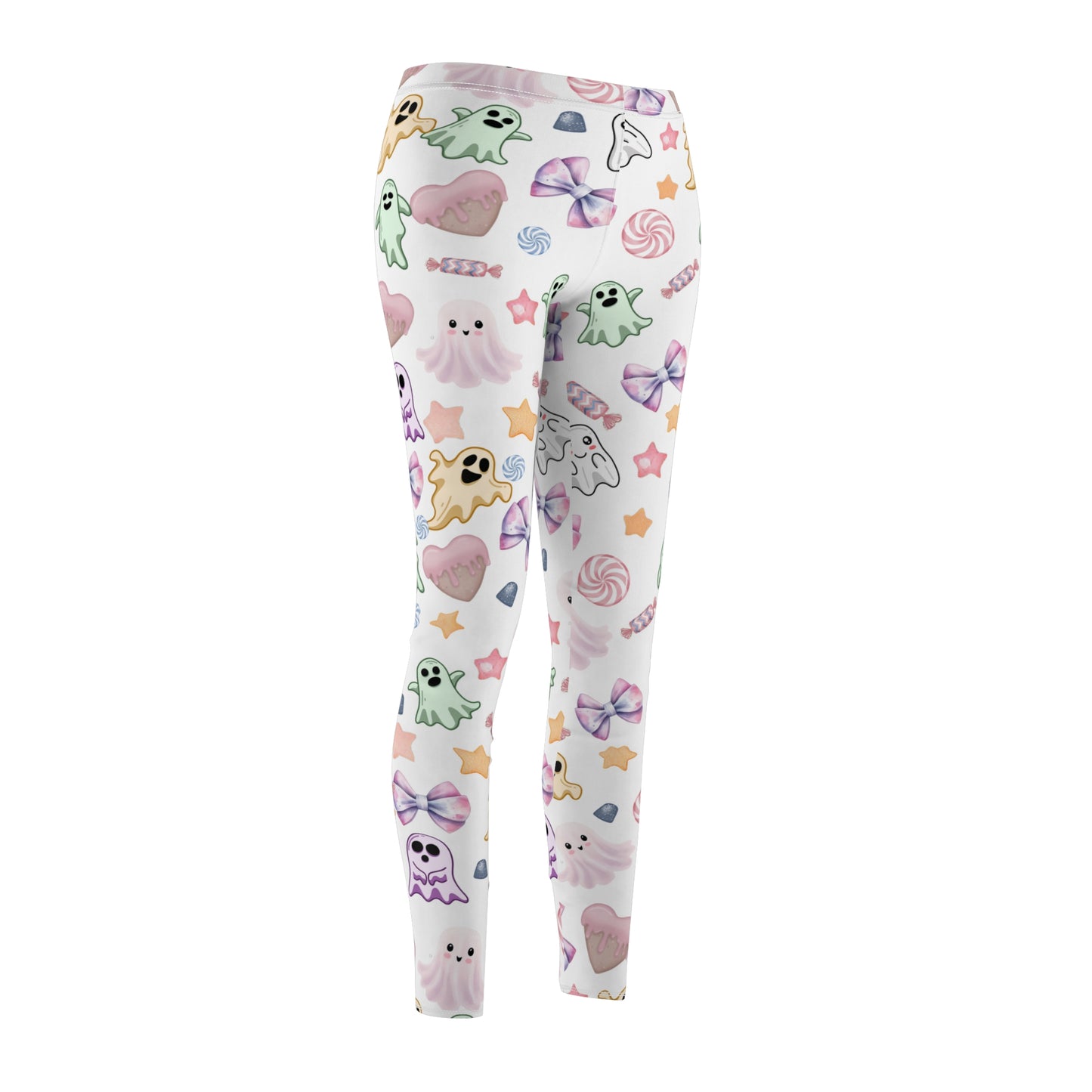 Boo-tastic Women's Cut & Sew Casual Leggings (AOP) - Cozy Pastel Comfort for Halloween Dreams