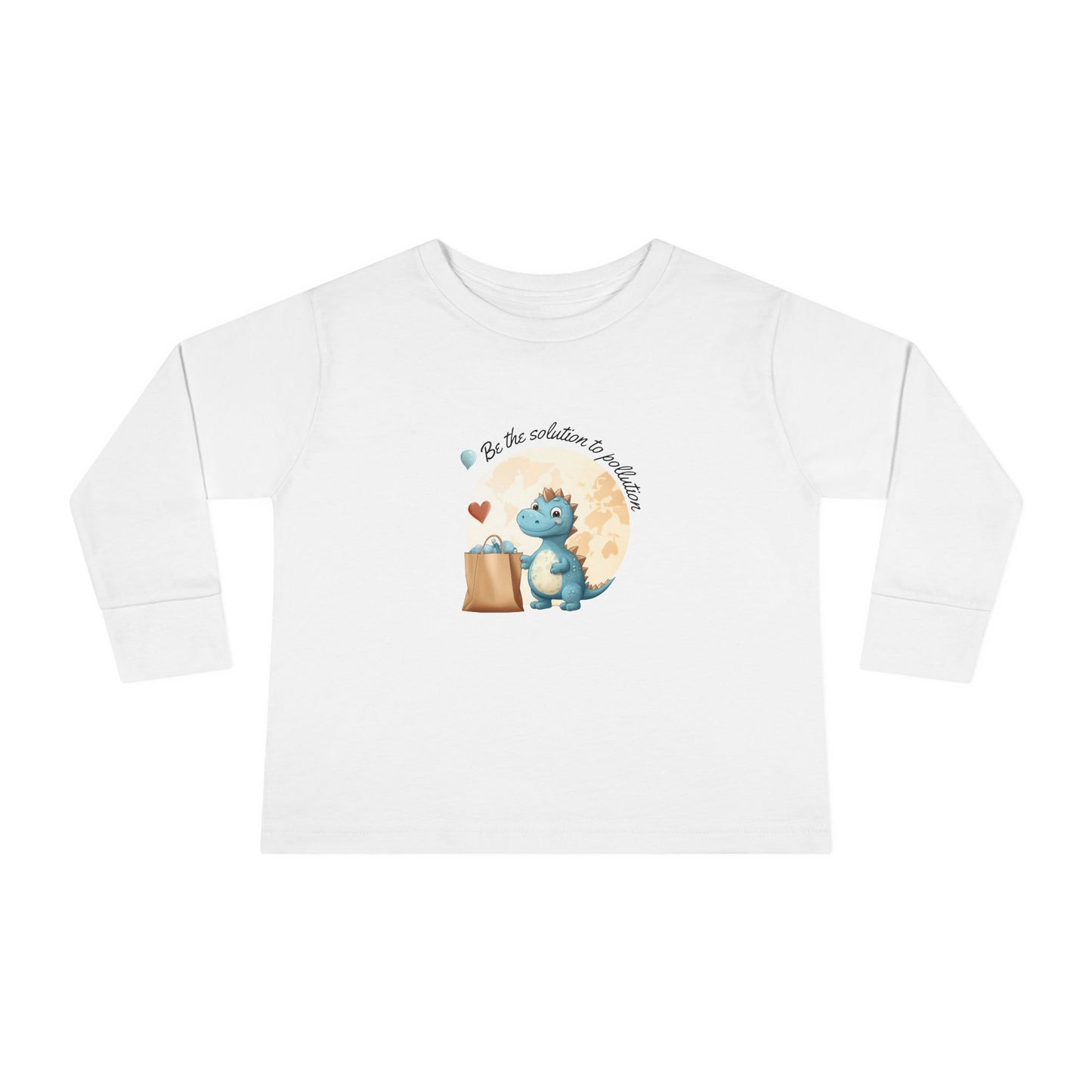 Recycling Dinosaur Love Toddler Long Sleeve Tee – Be the Solution to Pollution!