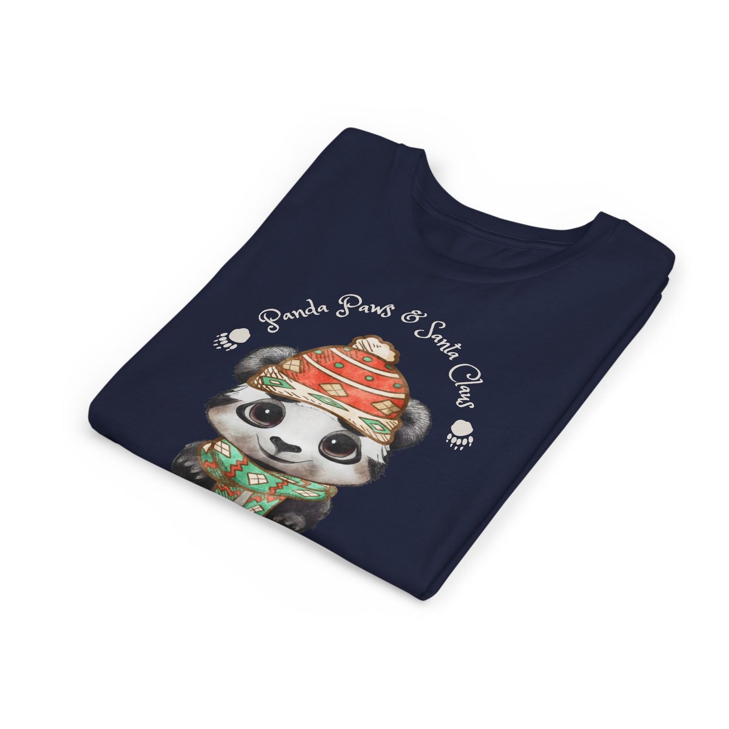 Adorable Panda Paws and Santa Claws Youth Short Sleeve Tee - Perfect Gift for Kids