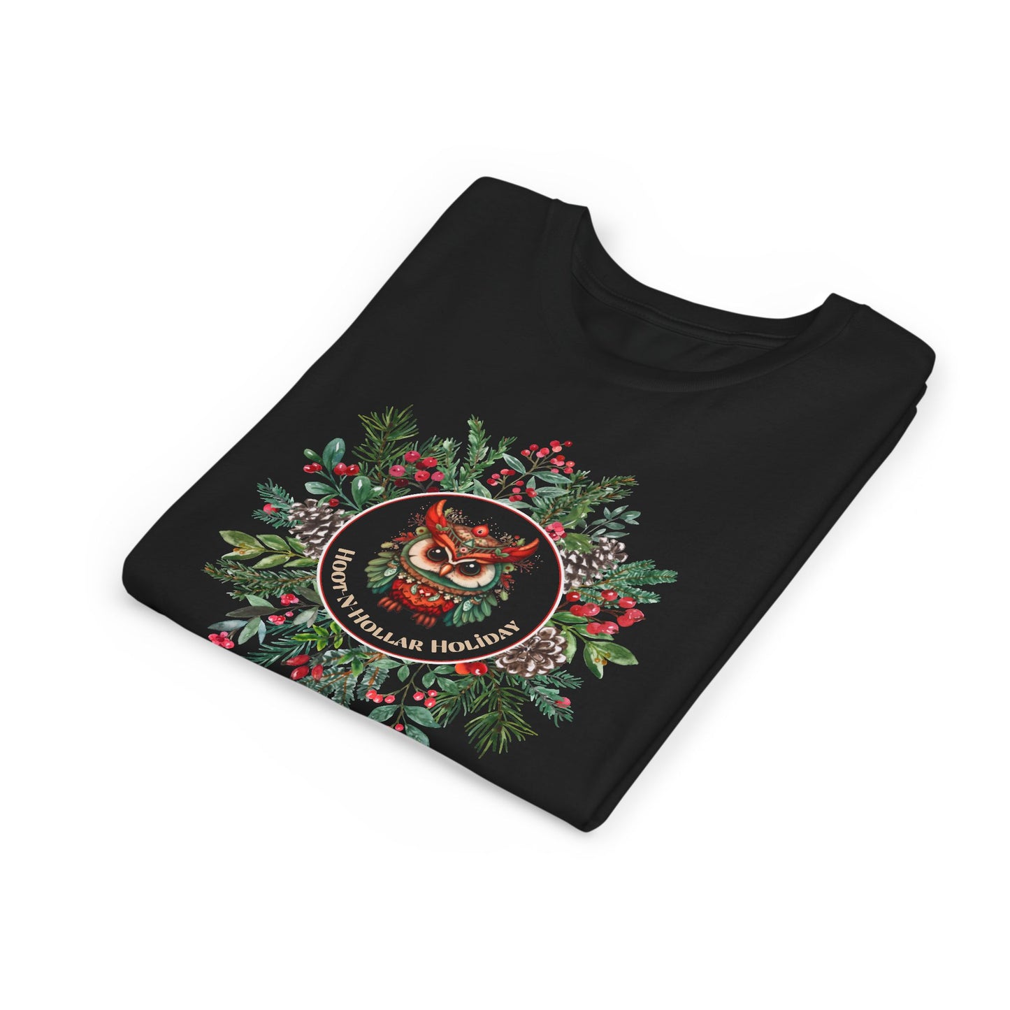 Get Festive with our Hoot N Holler Holiday Youth Short Sleeve Tee - Sustainable & Stylish