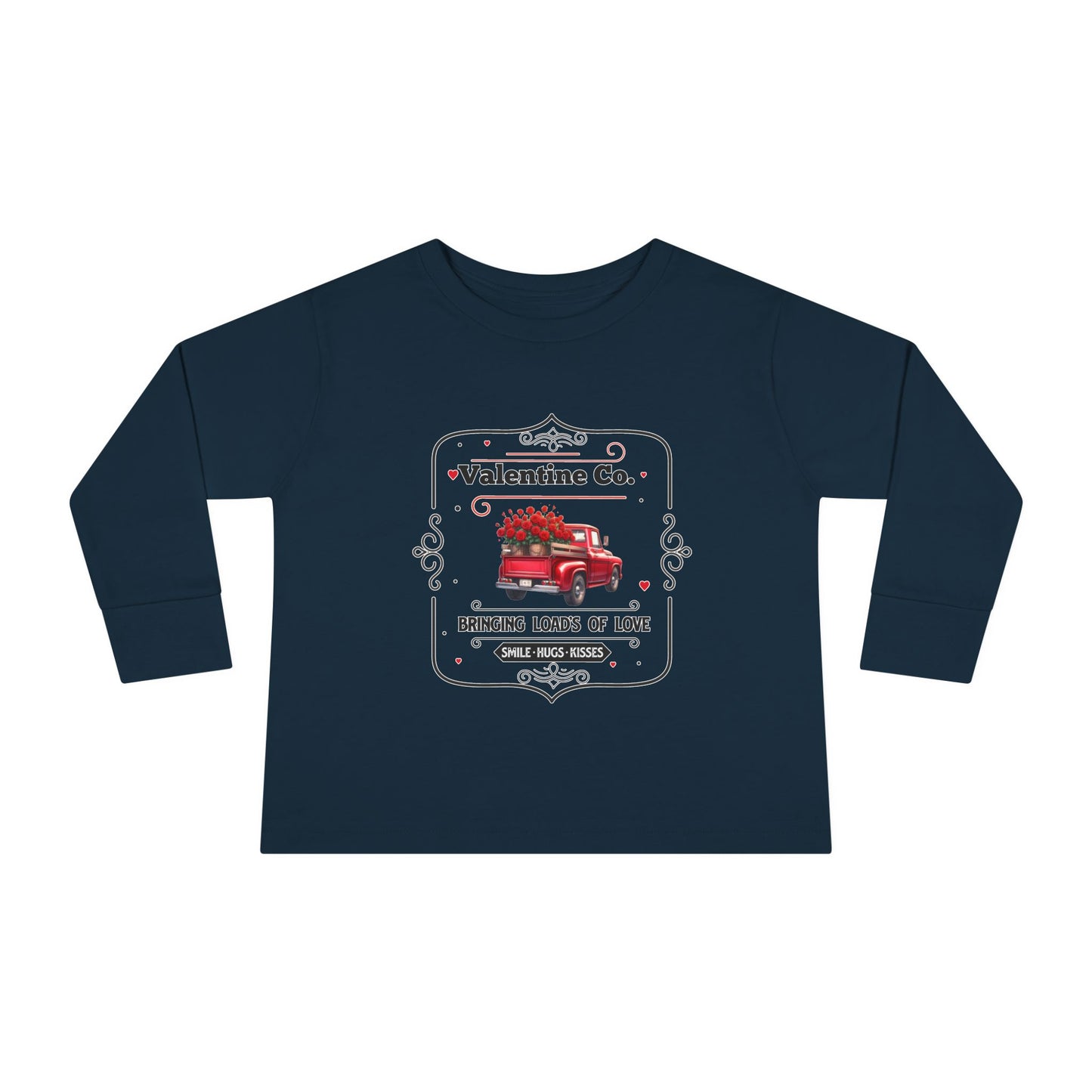 Adorable Valentine's Day Toddler Long Sleeve Tee - Heart Truck Design