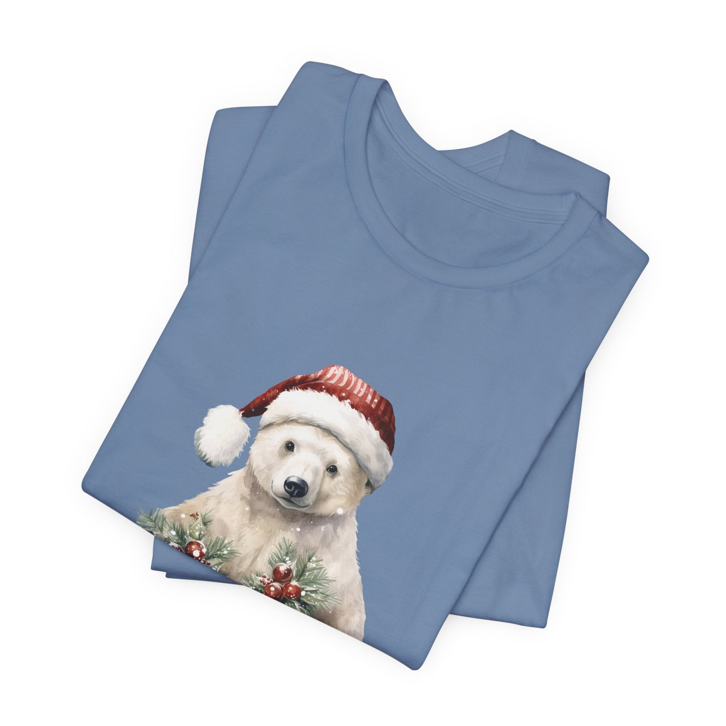 Christmas Polar Bear Tee - Cozy Unisex Holiday Shirt, Quality Print, Sustainable Fabric