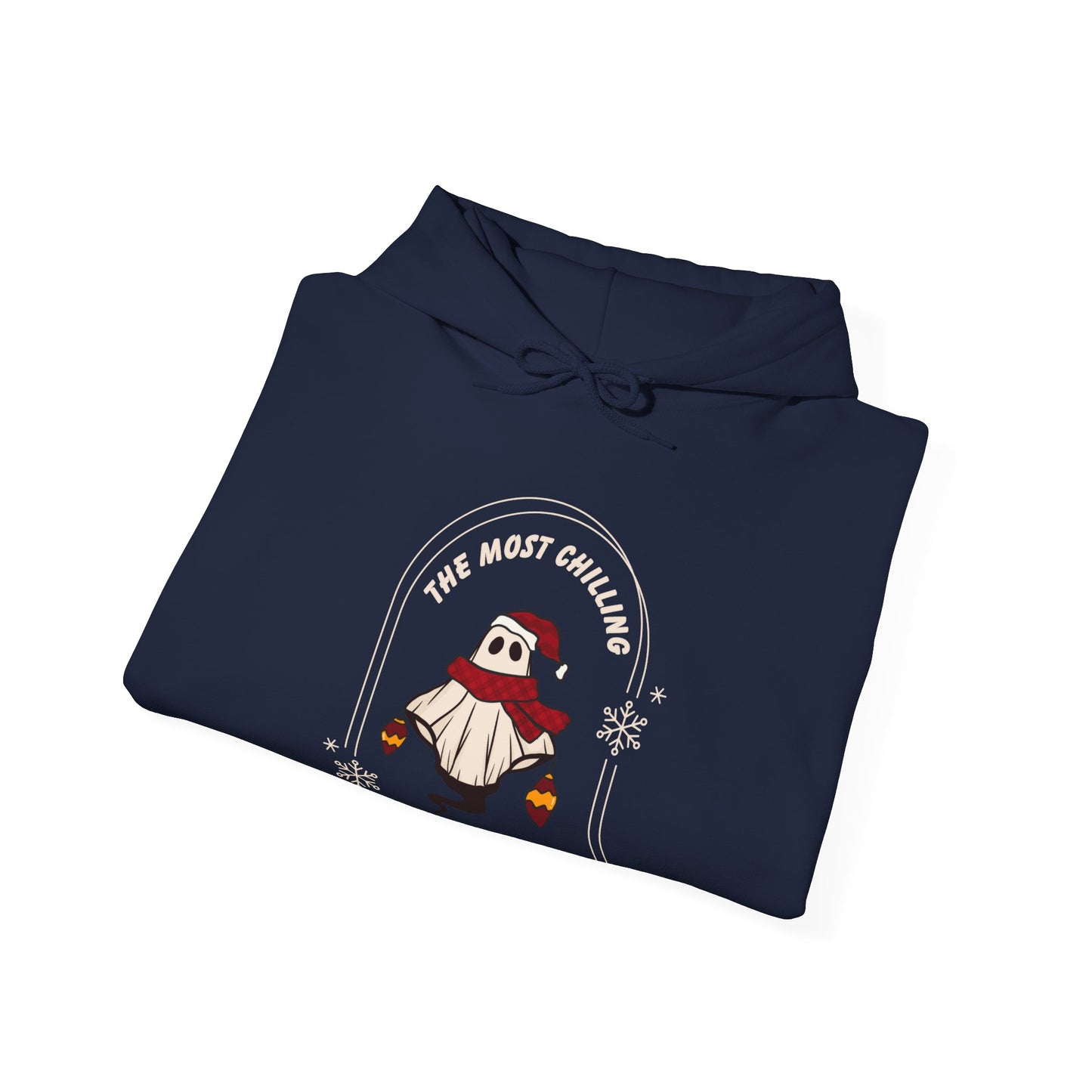 Stay Cozy this Winter with our Retro Ghost Unisex Heavy Blend Hooded Sweatshirt - Plush, Soft, and Warm with Holiday Spirit