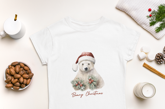 Christmas Polar Bear Tee - Cozy Unisex Holiday Shirt, Quality Print, Sustainable Fabric