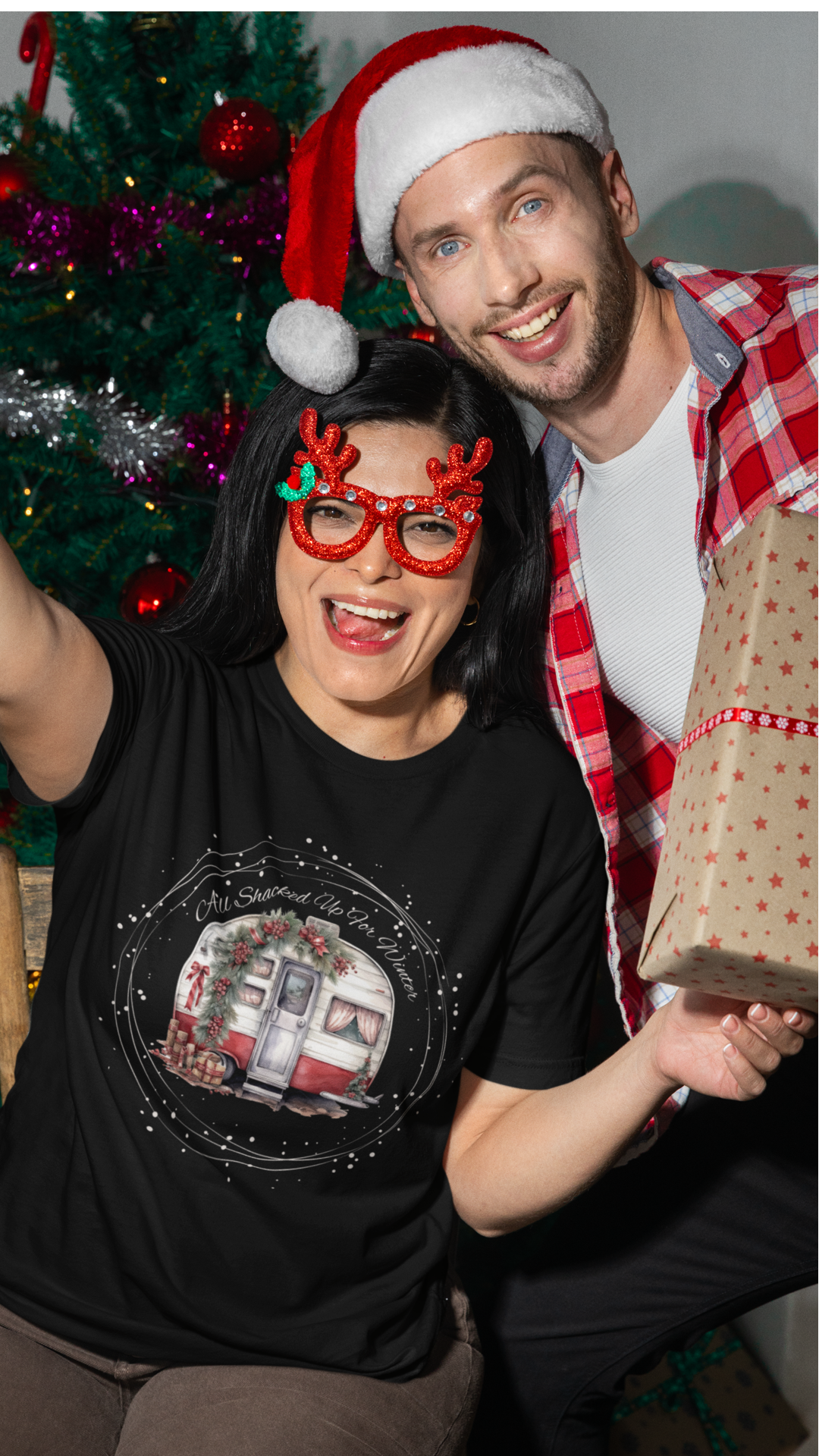 Cozy Campers' Christmas Tee | Soft Cotton T-Shirt | Unique Holiday Gift