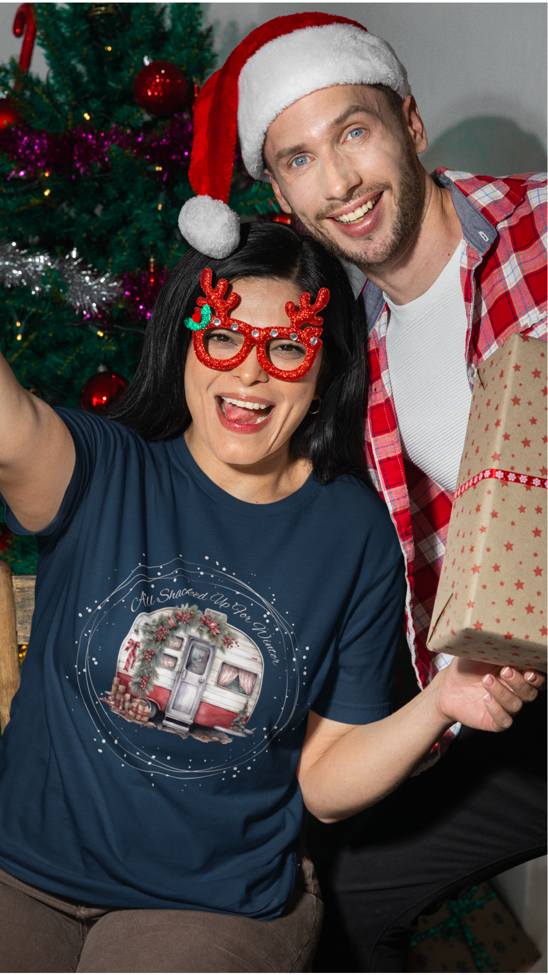 Cozy Campers' Christmas Tee | Soft Cotton T-Shirt | Unique Holiday Gift