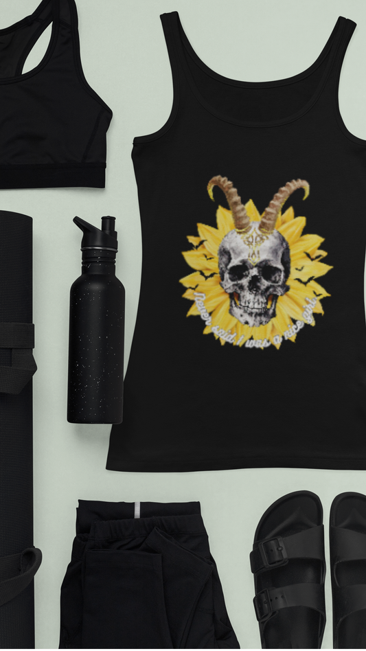 Sunflower Skull Racerback Tank - Edgy Women's Shirt for Active Style