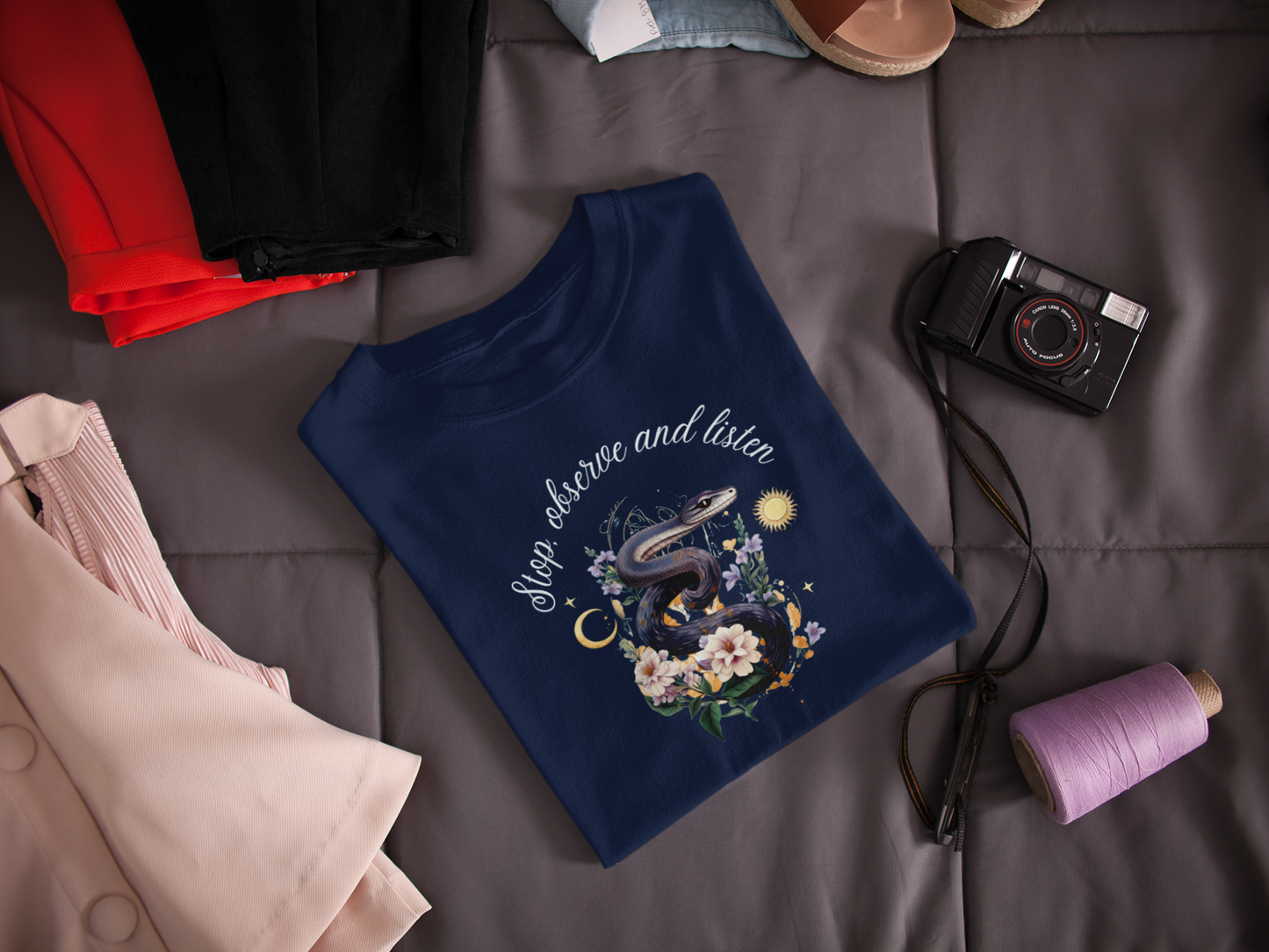 Stay Stylish and Eco-Friendly: Unisex Tee with Snake Design