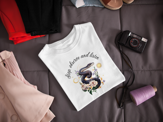 Stay Stylish and Eco-Friendly: Unisex Tee with Snake Design