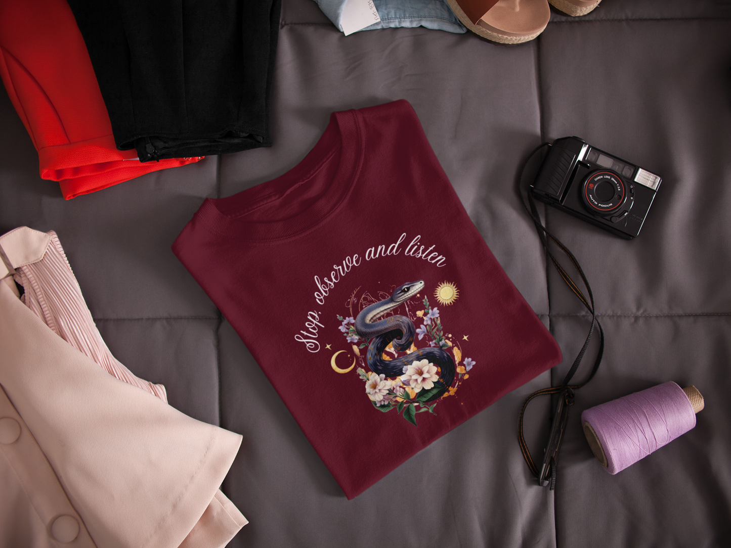 Stay Stylish and Eco-Friendly: Unisex Tee with Snake Design