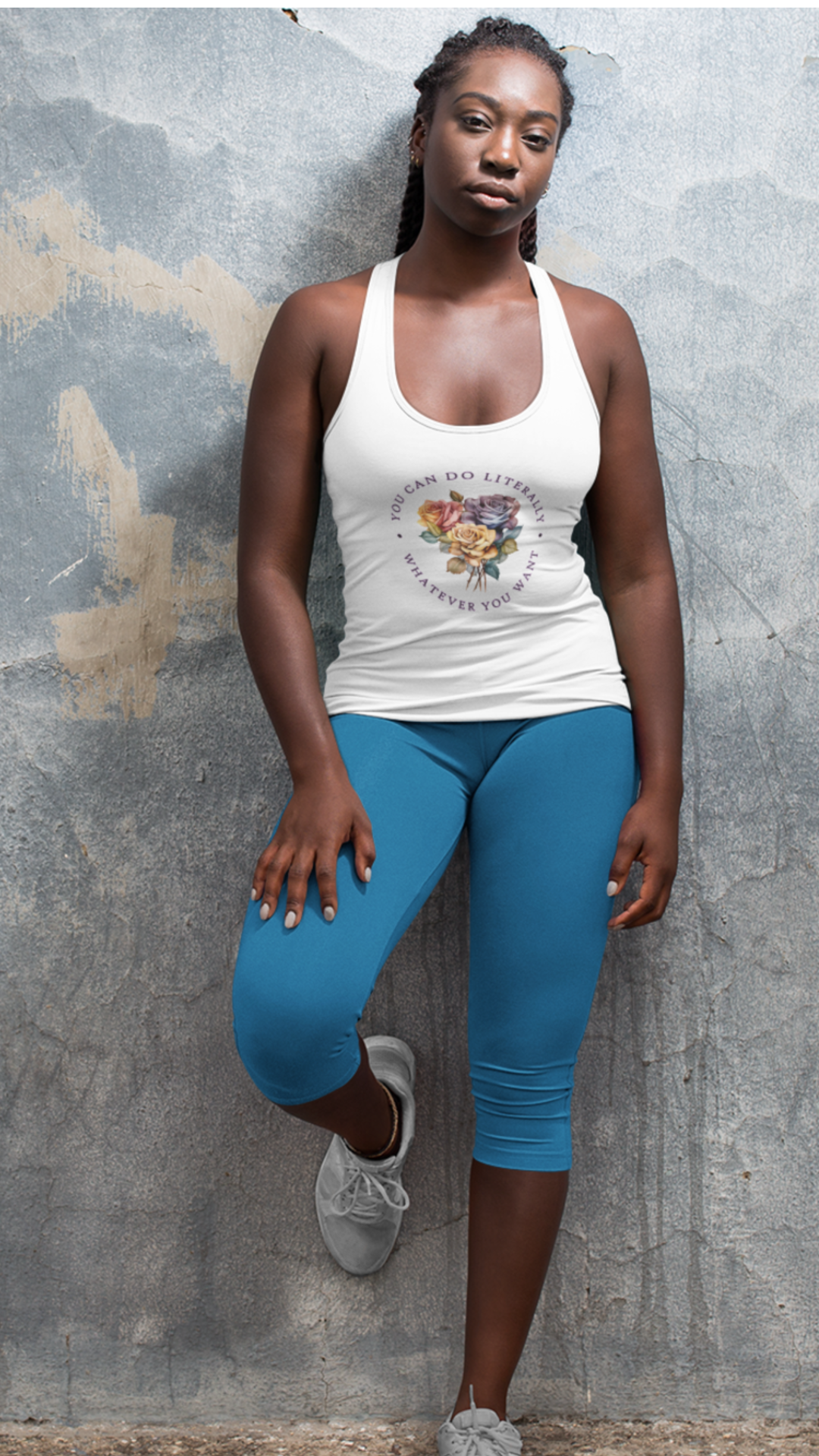 Colorful Floral Rainbow Racerback Tank - High-Quality Print, Perfect for Any Woman