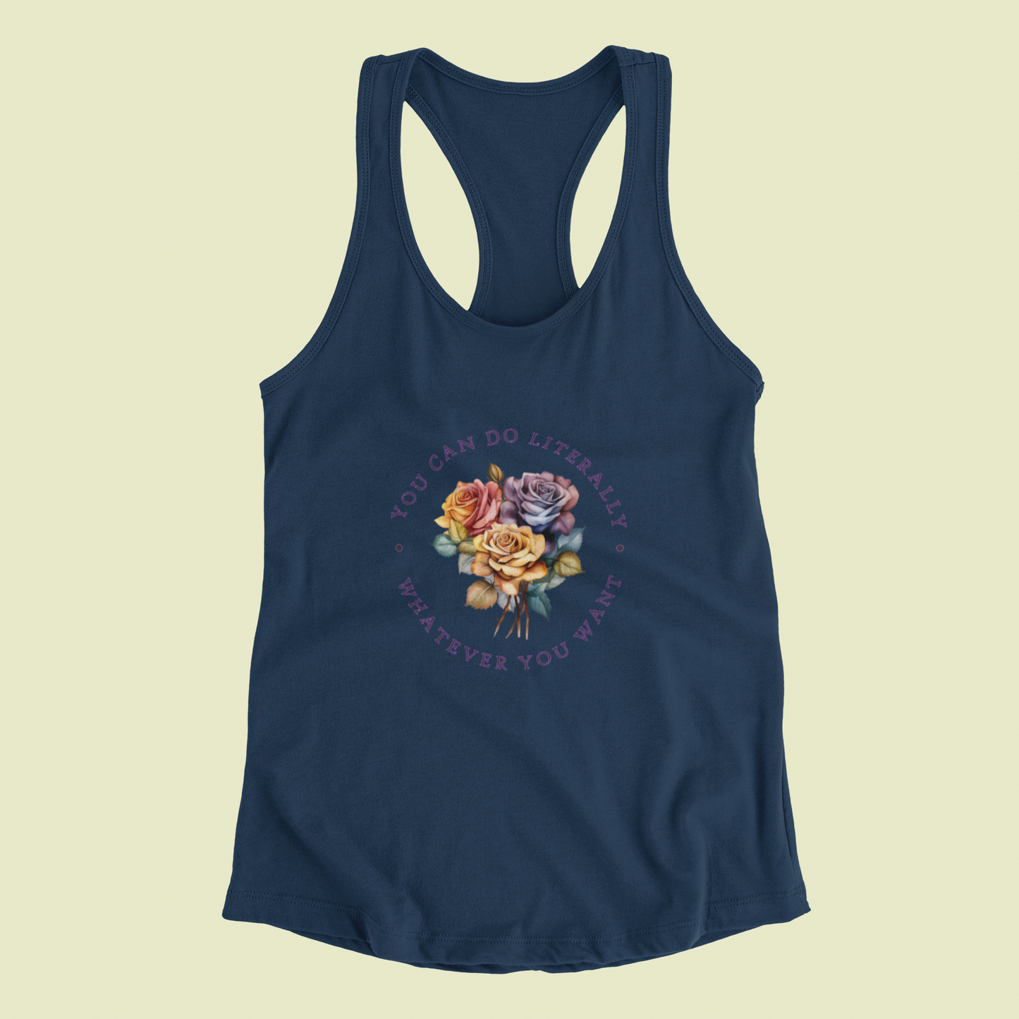 Colorful Floral Rainbow Racerback Tank - High-Quality Print, Perfect for Any Woman
