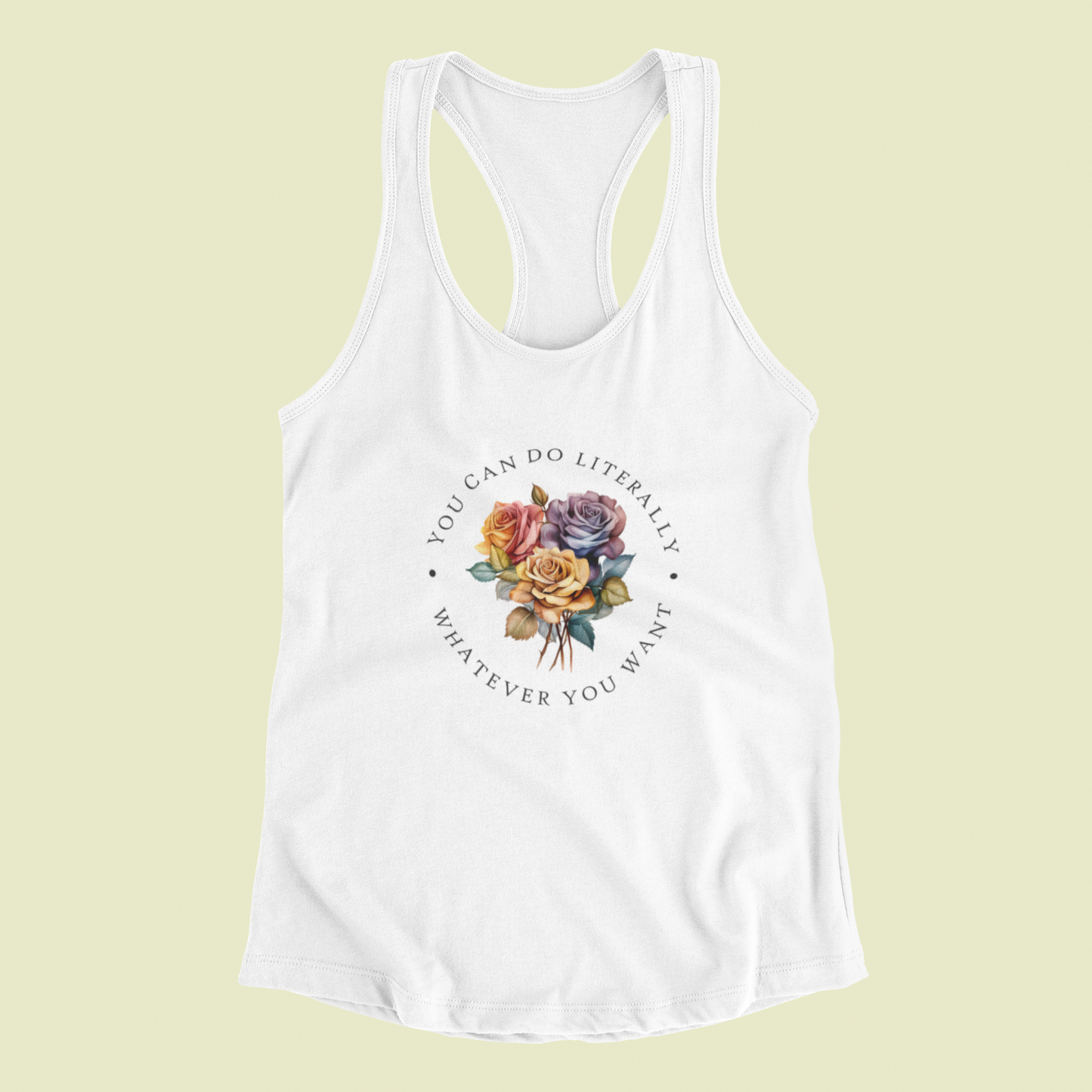 Colorful Floral Rainbow Racerback Tank - High-Quality Print, Perfect for Any Woman