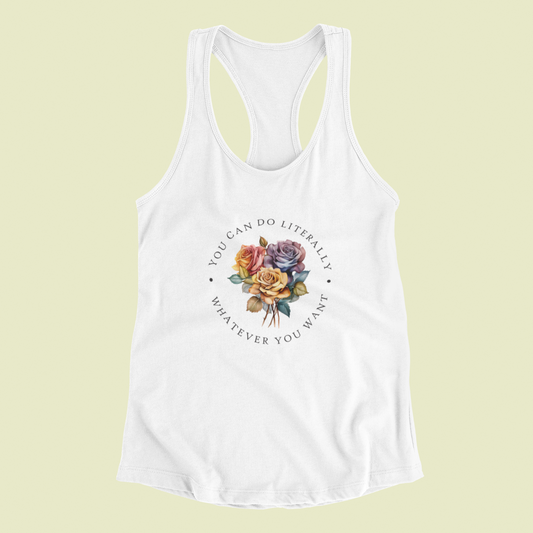 Colorful Floral Rainbow Racerback Tank - High-Quality Print, Perfect for Any Woman