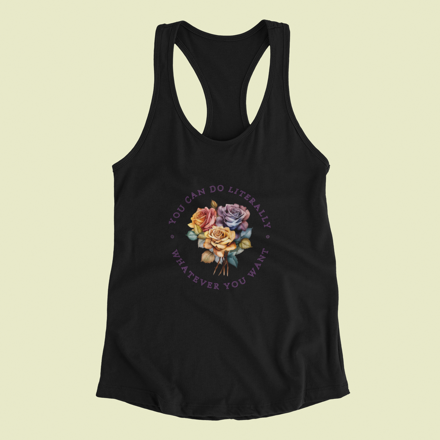 Colorful Floral Rainbow Racerback Tank - High-Quality Print, Perfect for Any Woman