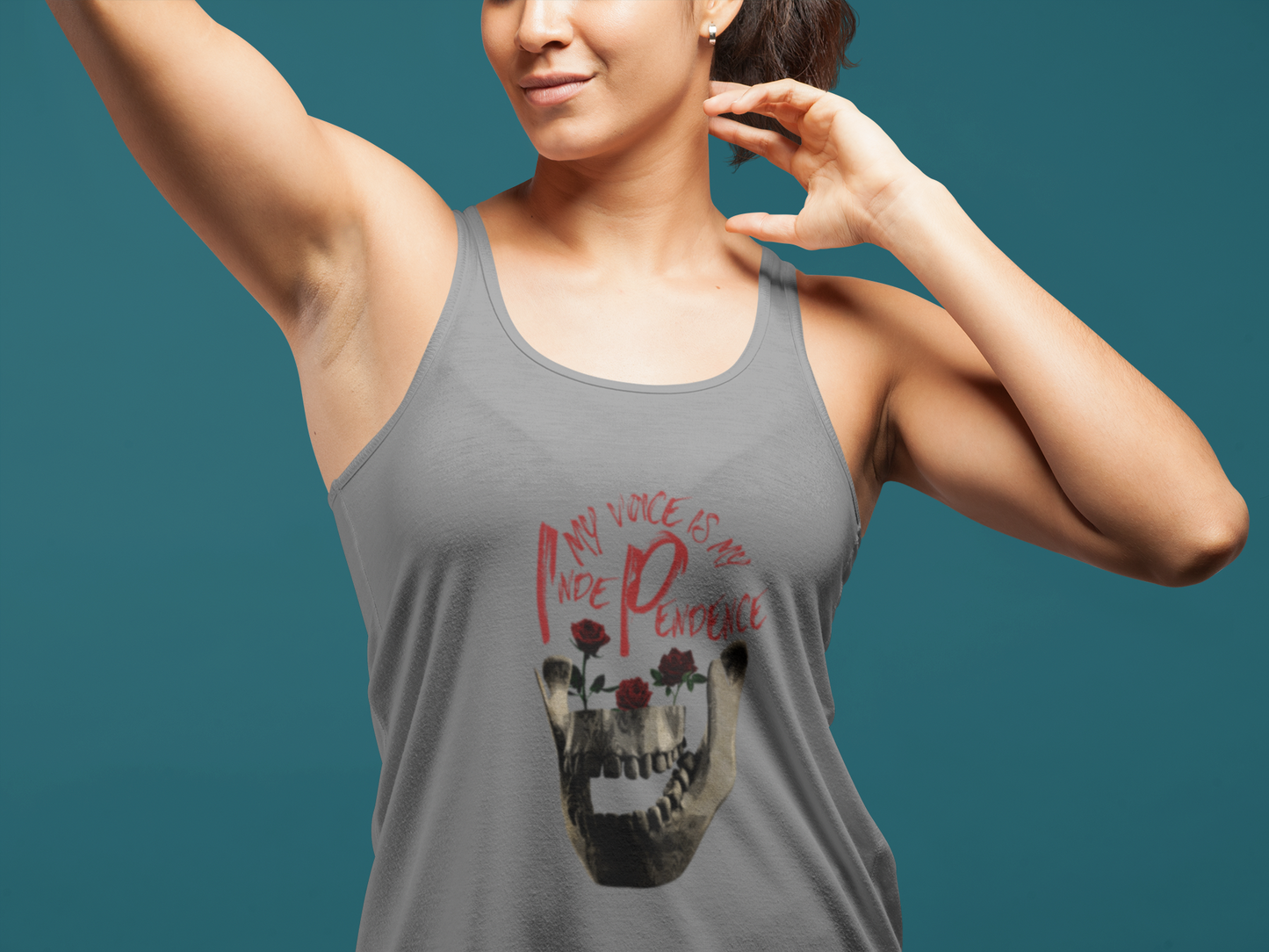 Unleash Your Voice: Ideal Racerback Tank for Women - Skull Print